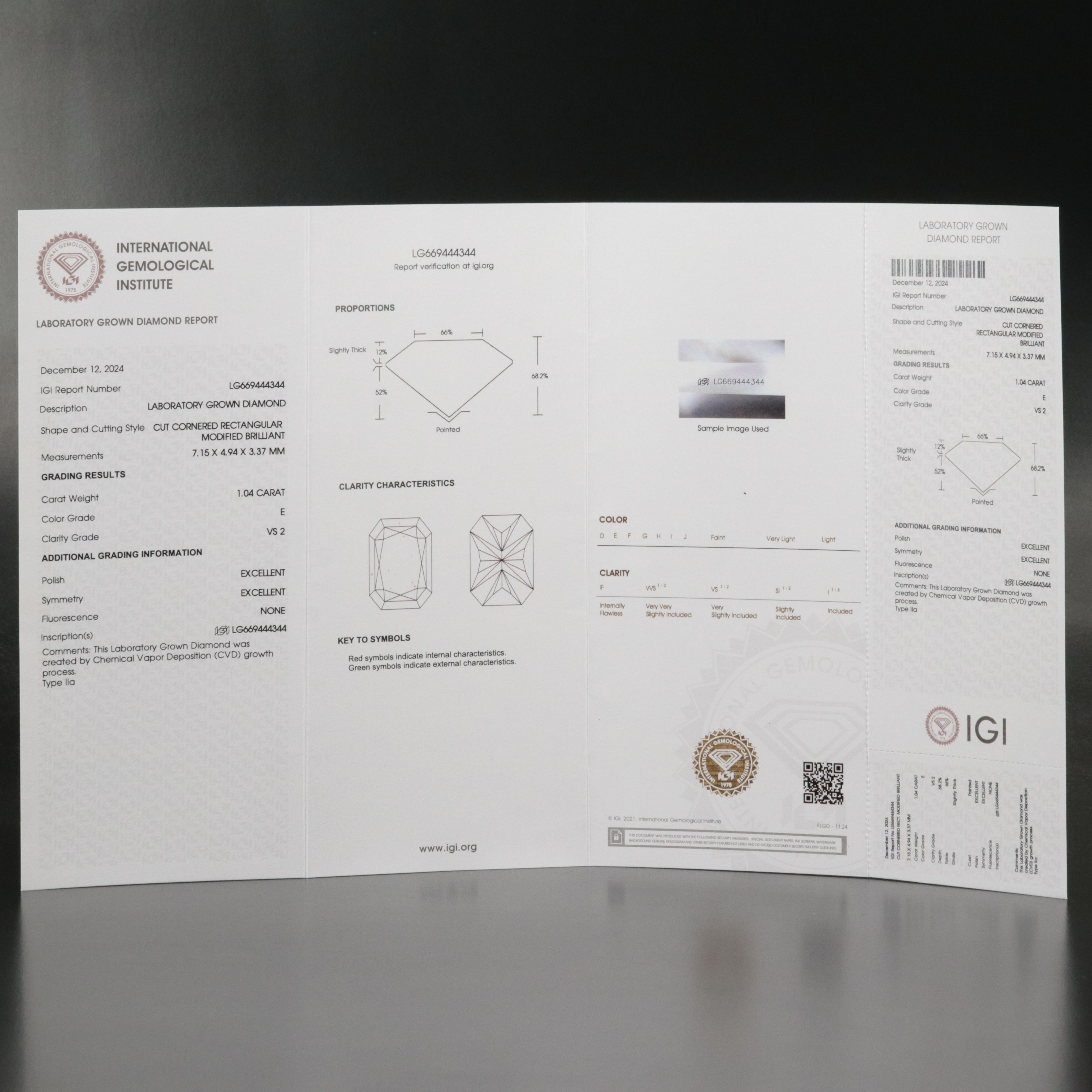 Loose 1.04 CT Lab Grown Diamond with IGI Report