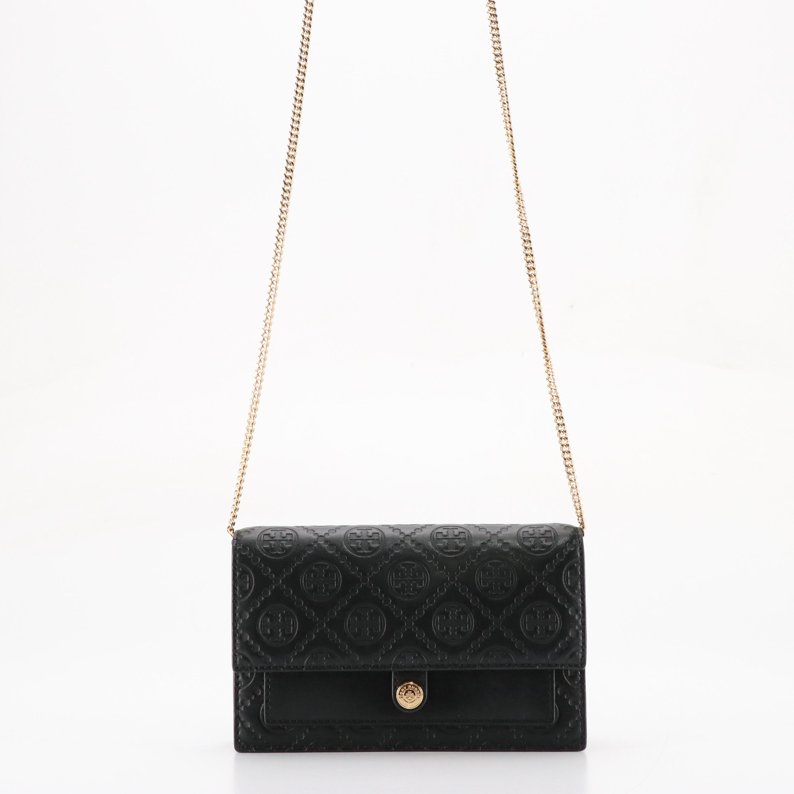 Tory Burch Wallet Crossbody Purse in Monogram Embossed Leather