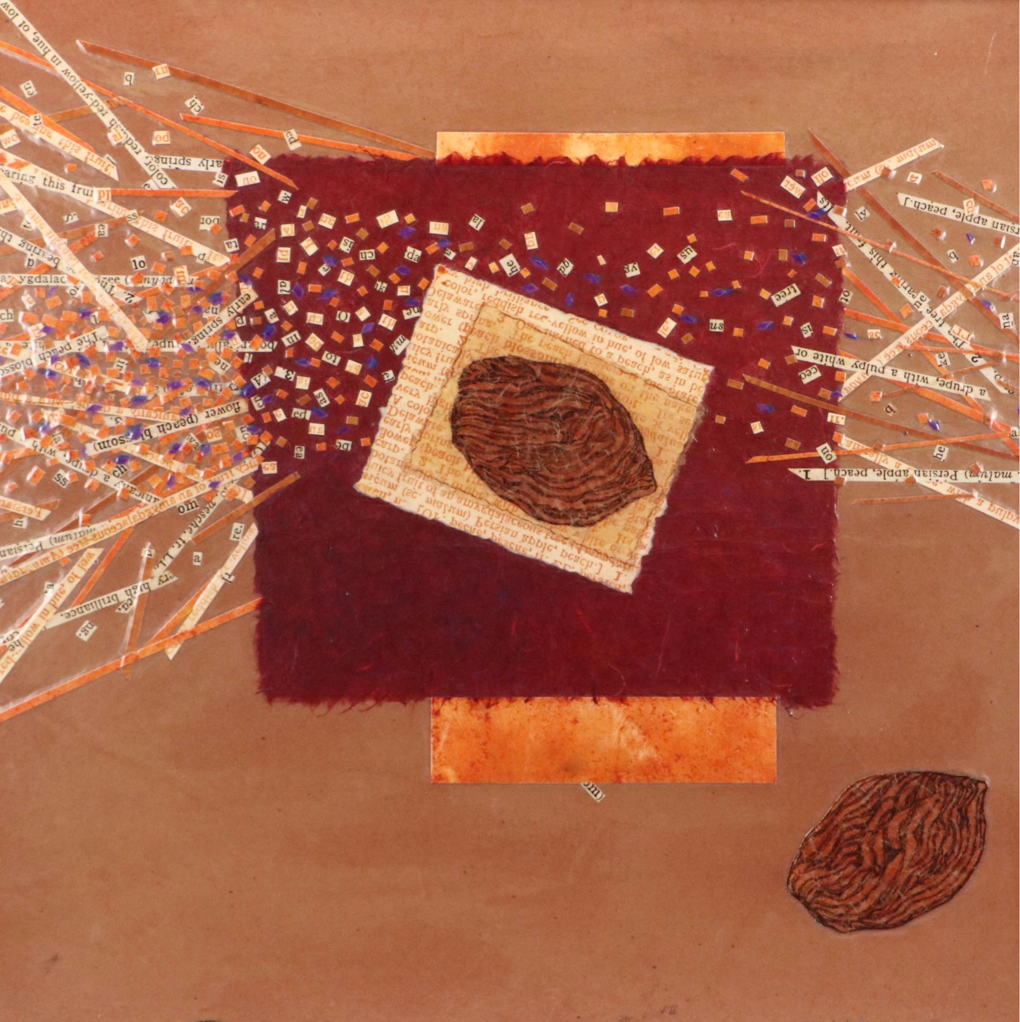 Salvator J. Ingrassia Drawing With Collage "Stone Fruit II," Late 20th Century