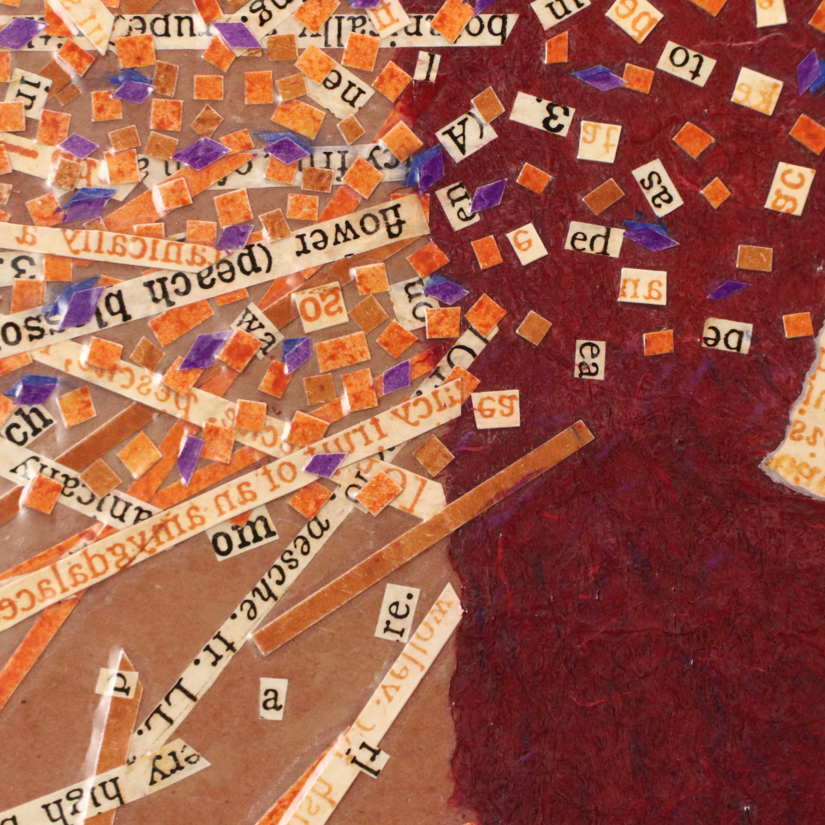 Salvator J. Ingrassia Drawing With Collage "Stone Fruit II," Late 20th Century