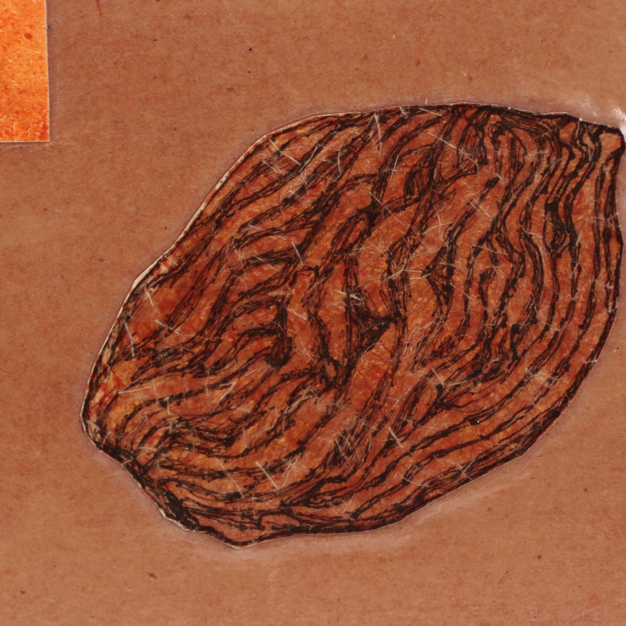 Salvator J. Ingrassia Drawing With Collage "Stone Fruit II," Late 20th Century