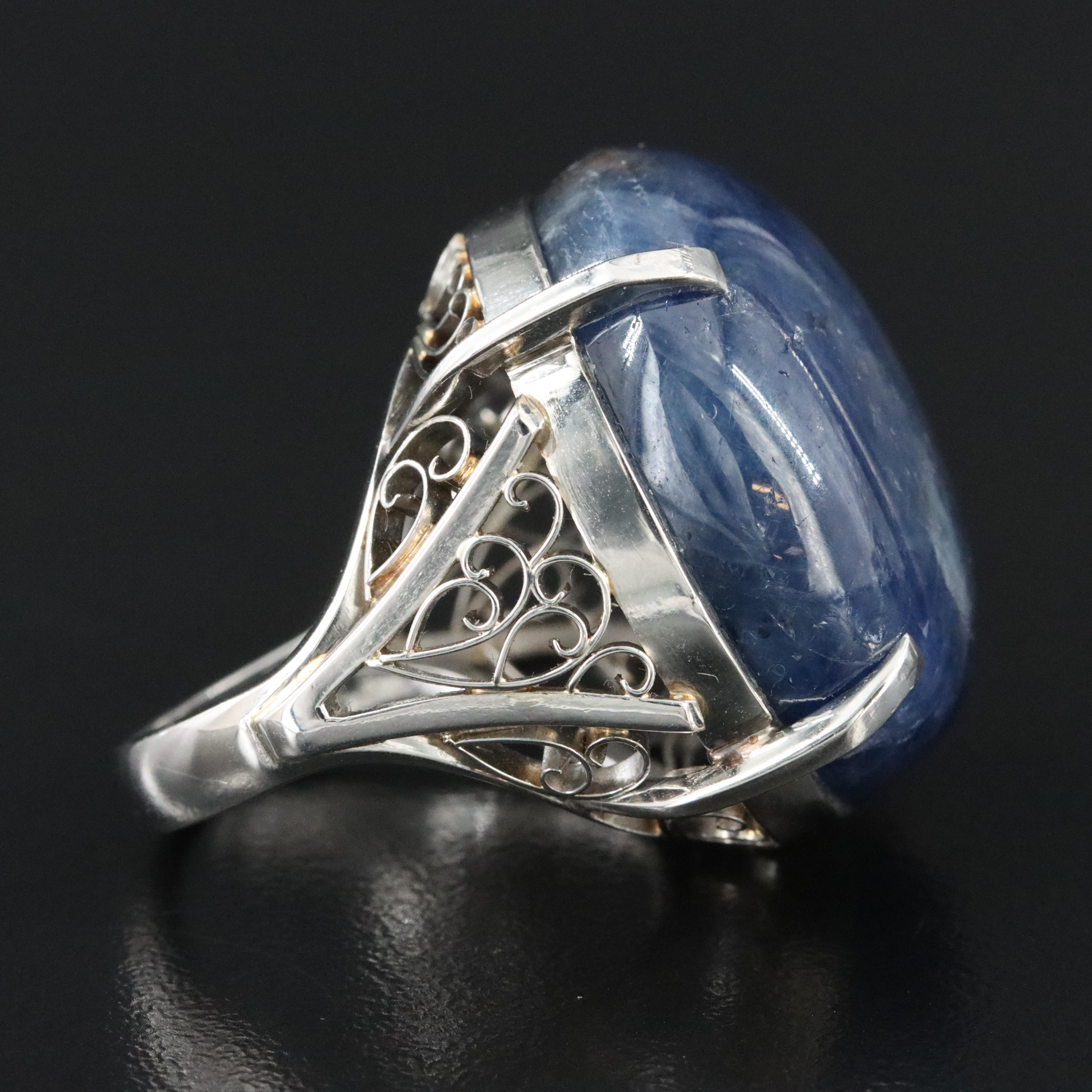 Platinum 79.18 CT Sapphire Ring