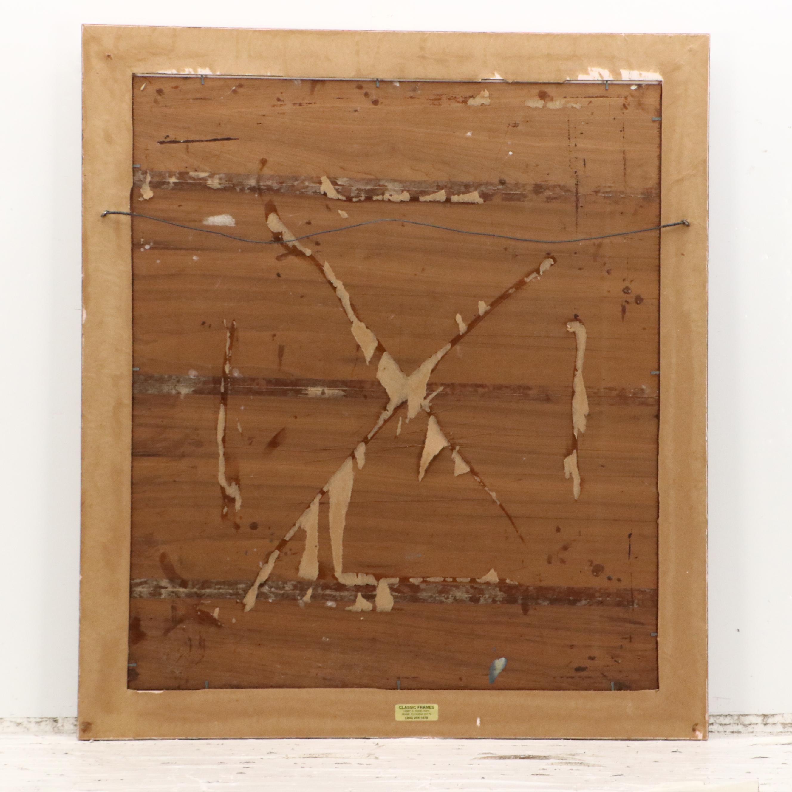 Elmo Gideon Oil Painting of Outdoor Market Scene, 1955