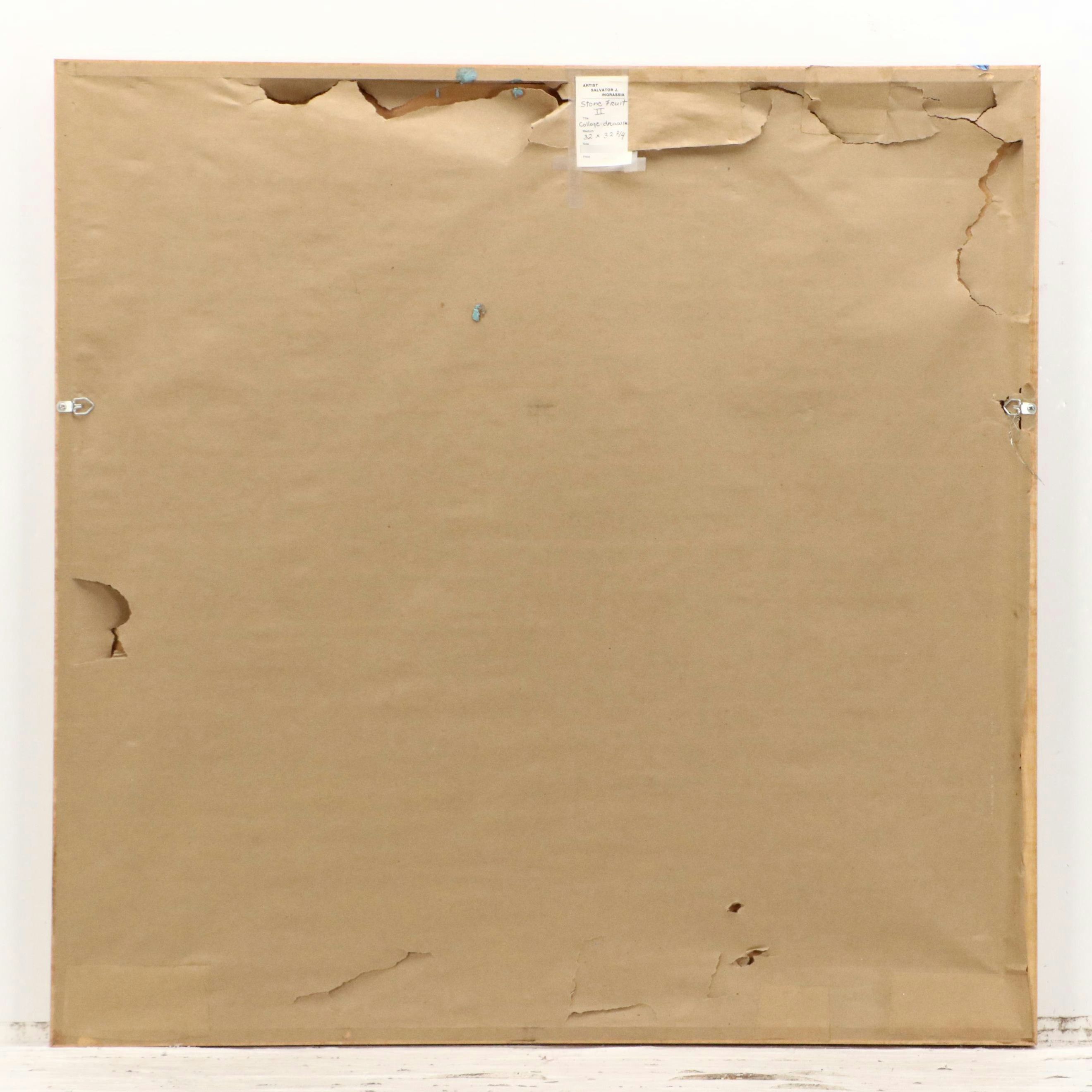 Salvator J. Ingrassia Drawing With Collage "Stone Fruit II," Late 20th Century