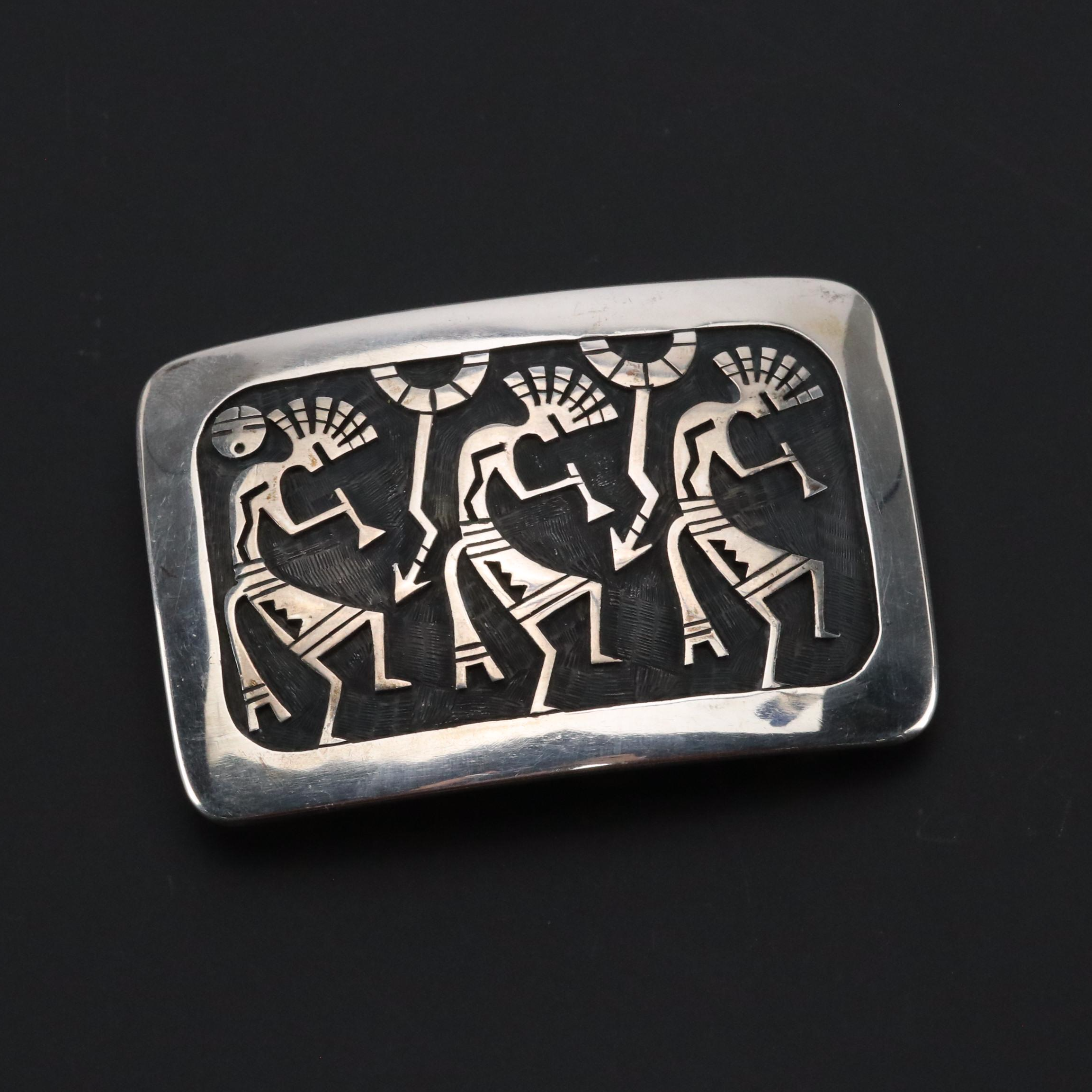 Verden Mansfield Vintage Sterling Silver Kokopelli Belt Buckle