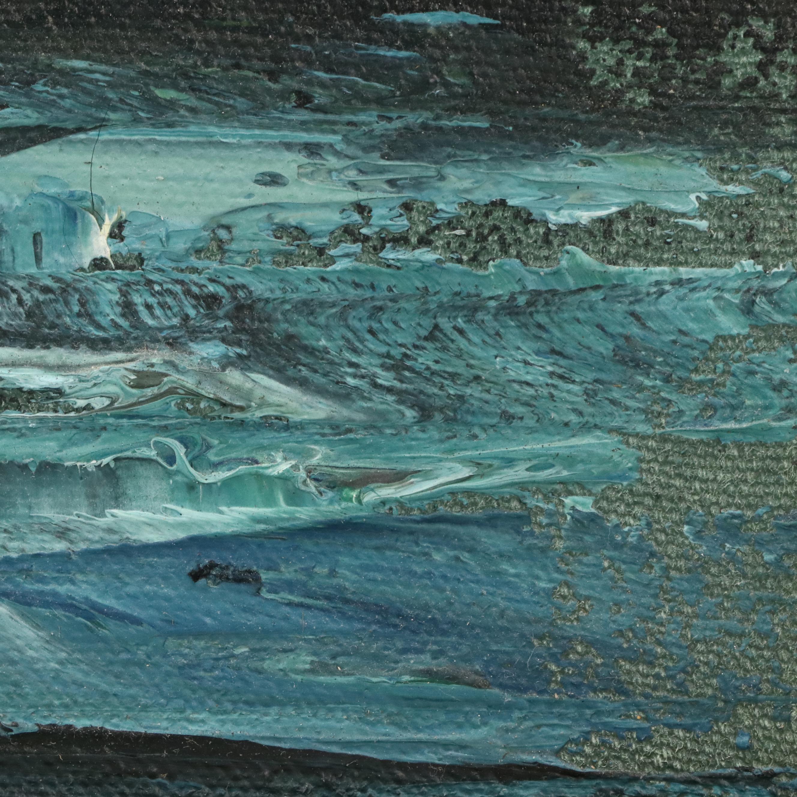 Victor Casibada Oil Painting Night Fishers on Beach, 1967