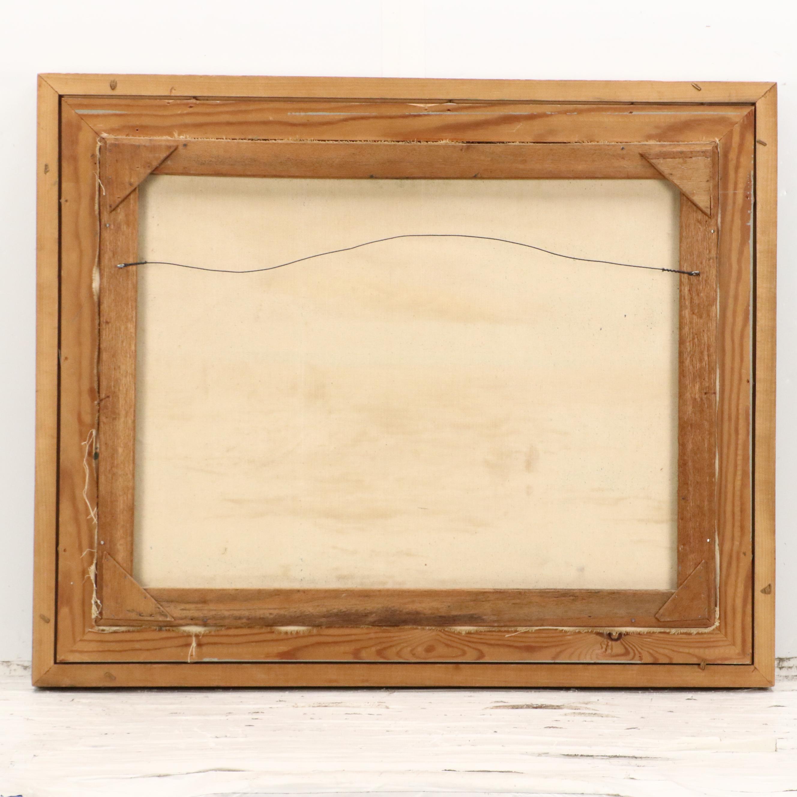 Victor Casibada Oil Painting Night Fishers on Beach, 1967