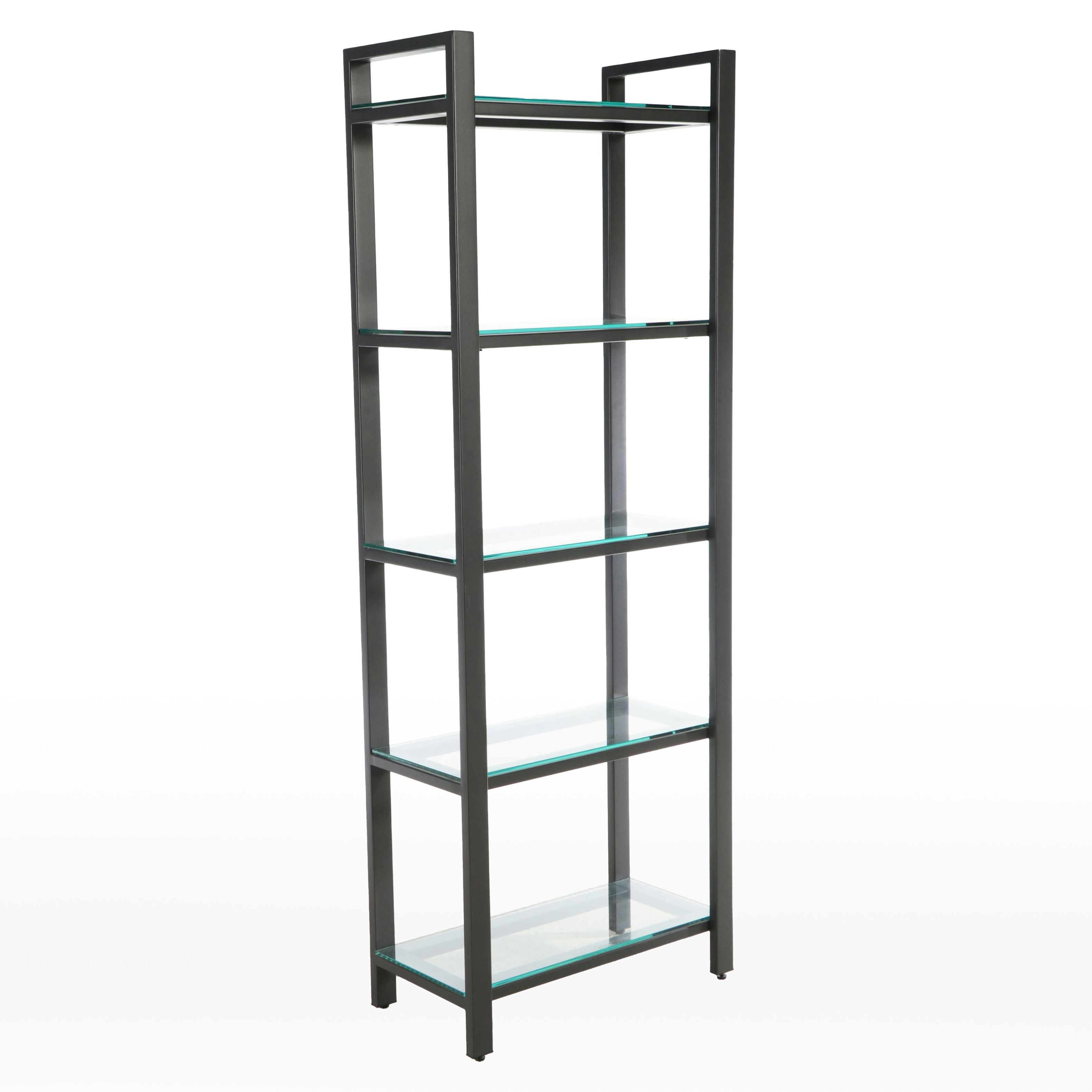 Powder Coated Steel Étagère Bookcase with Glass Shelves