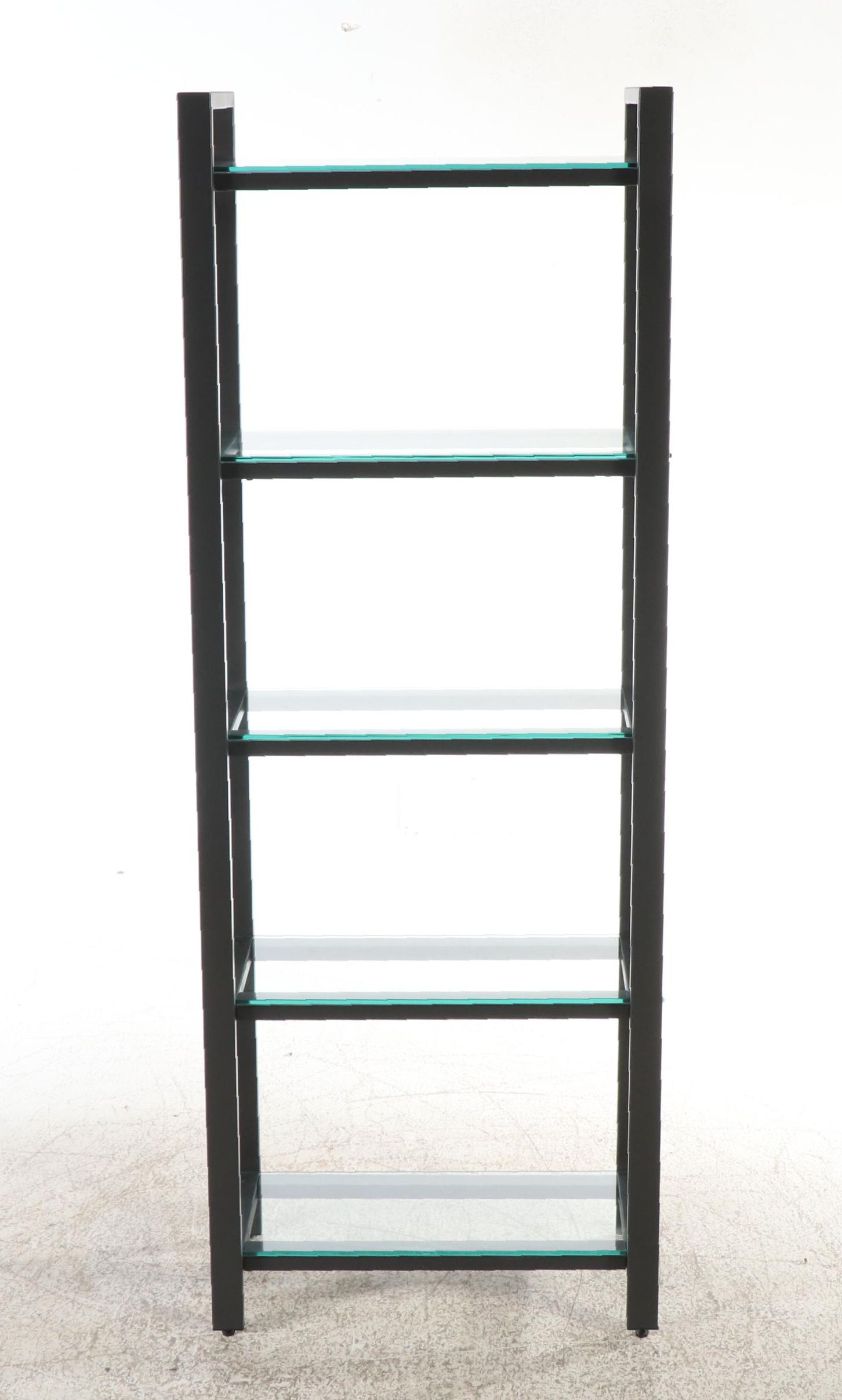 Powder Coated Steel Étagère Bookcase with Glass Shelves