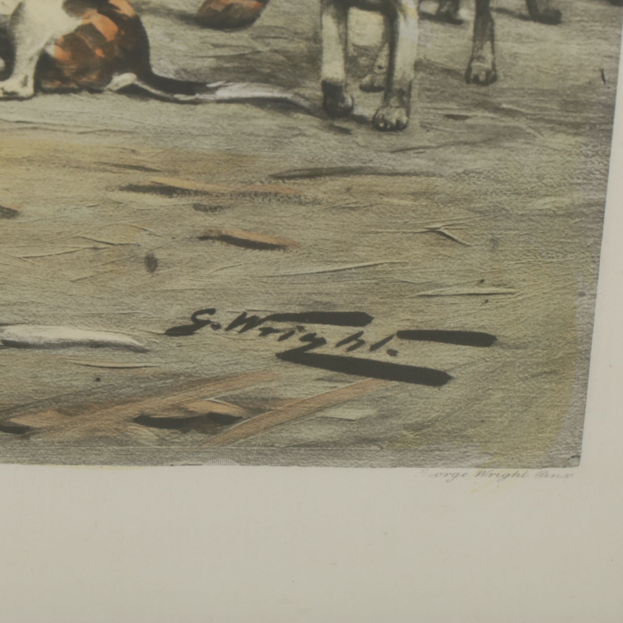 Hand-Colored Hunting Lithograph After George Wright "After a Good Day", 1905