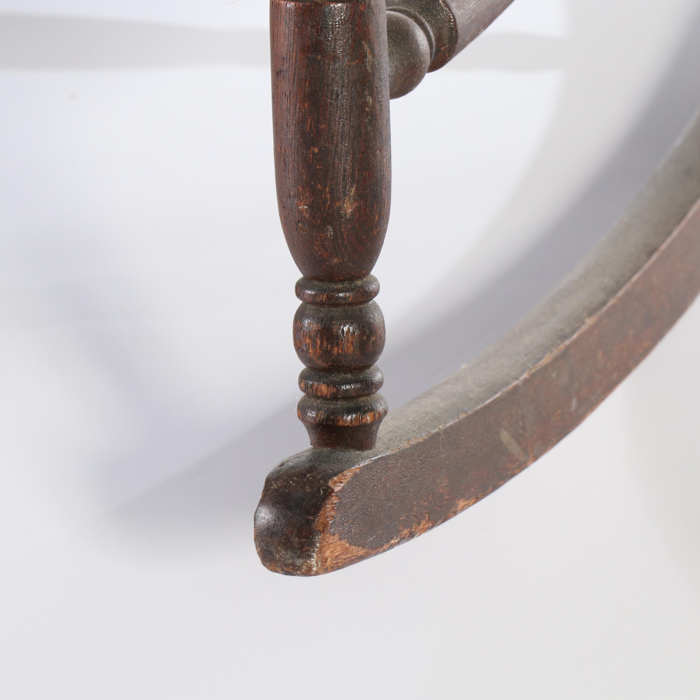 Colonial Revival Pressed Back Oak Rocking Chair, Early 20th Century