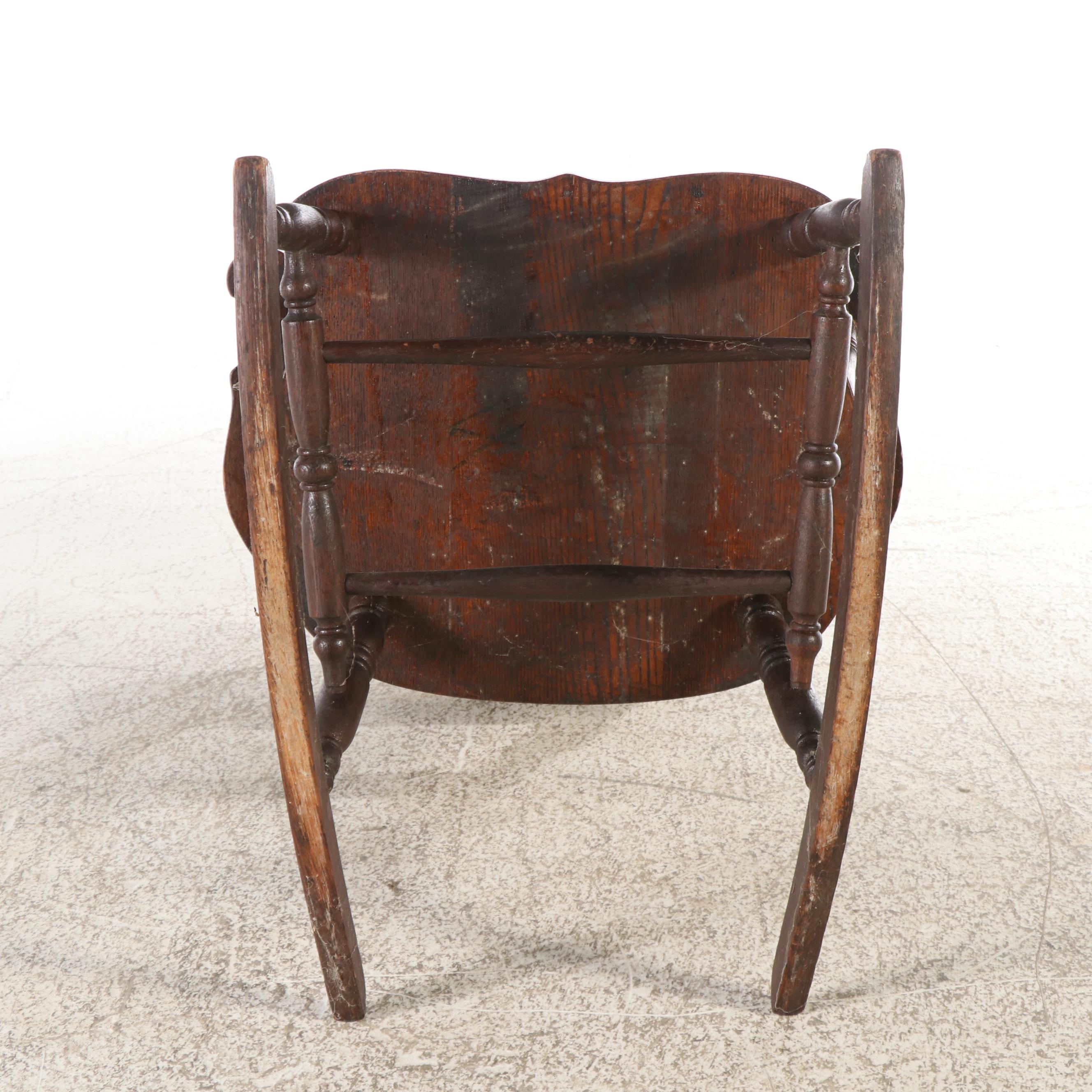 Colonial Revival Pressed Back Oak Rocking Chair, Early 20th Century