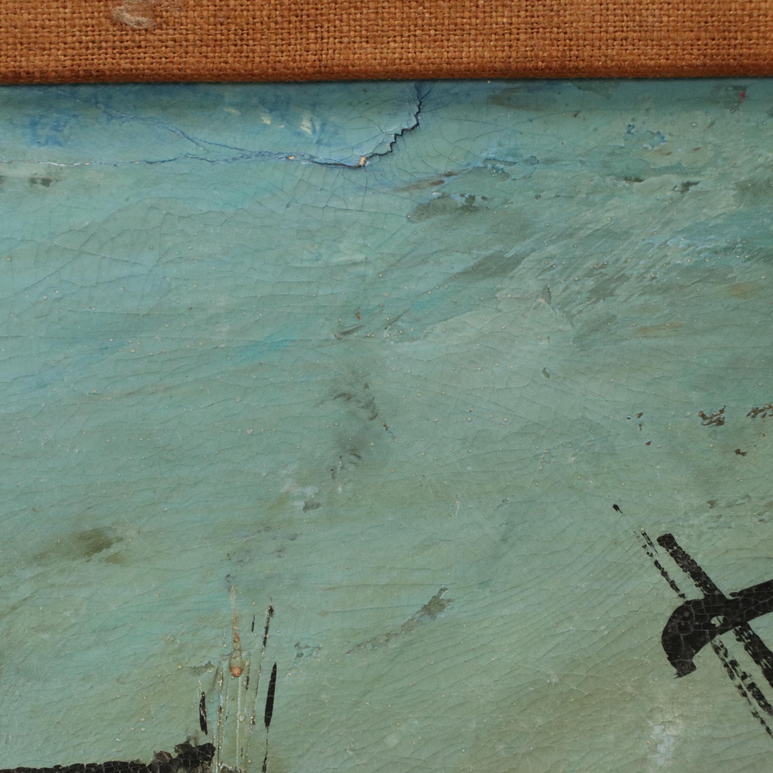 Modernist Oil Painting of Moulin Rouge Street Scene "Paris," 1963