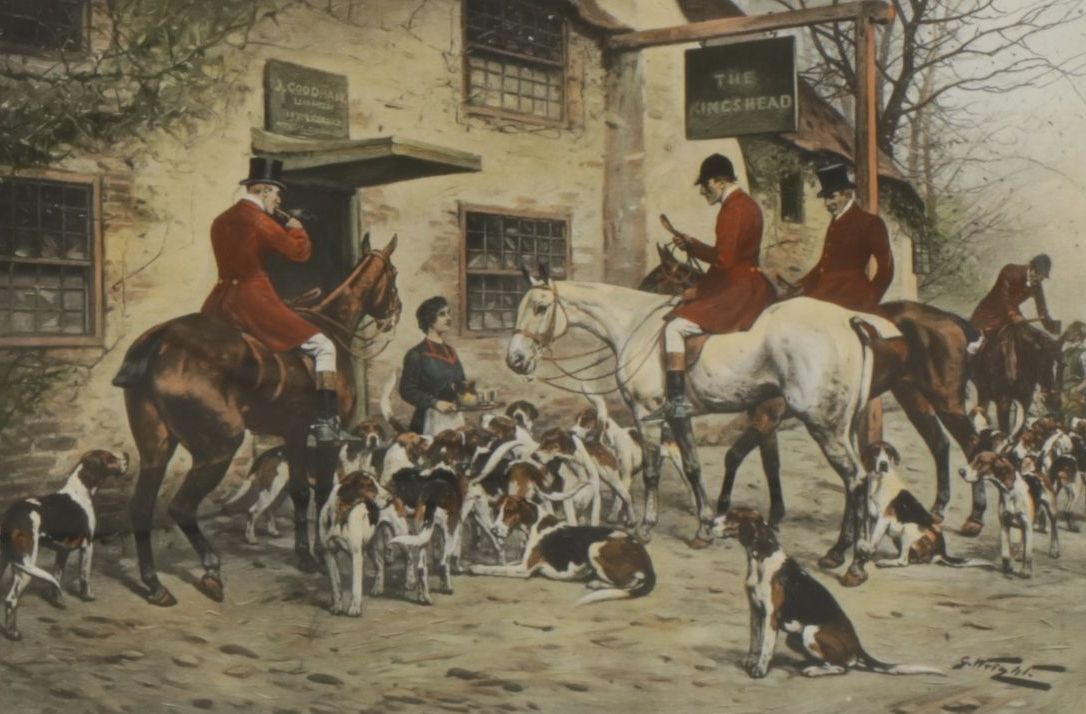 Hand-Colored Hunting Lithograph After George Wright "After a Good Day", 1905