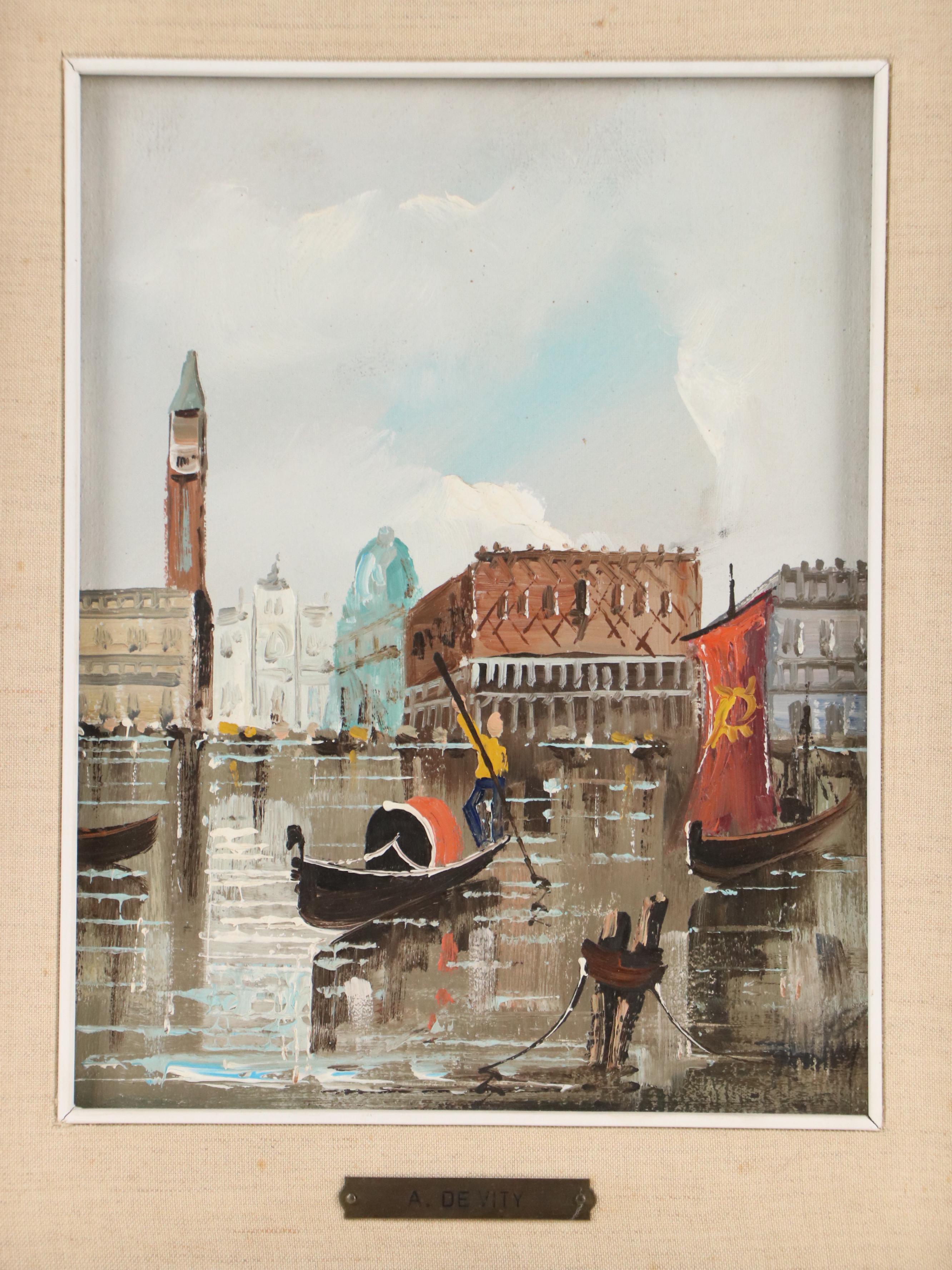 Antonio De Vity Venetian Canal Scene, Circa 1960