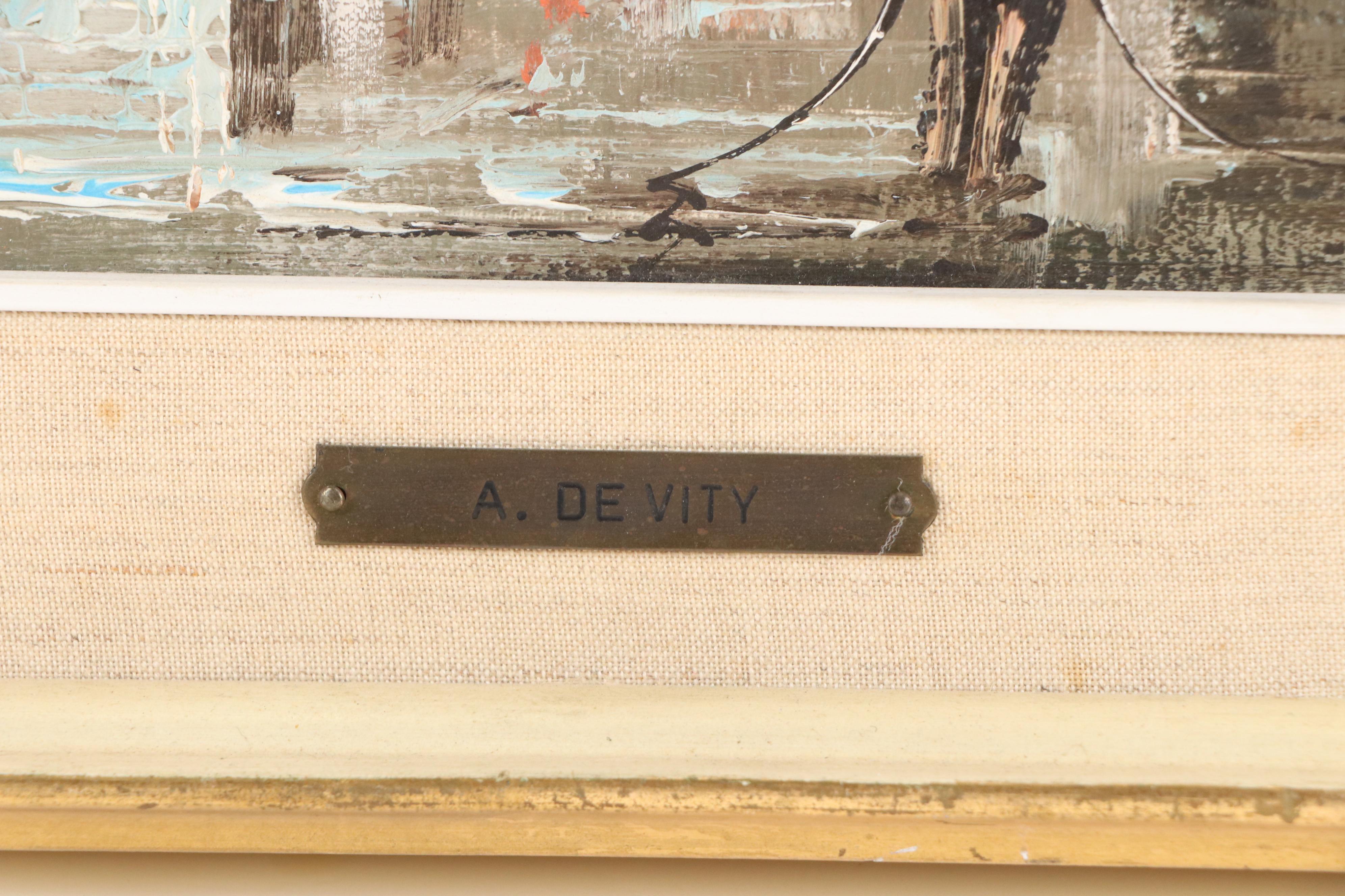 Antonio De Vity Venetian Canal Scene, Circa 1960