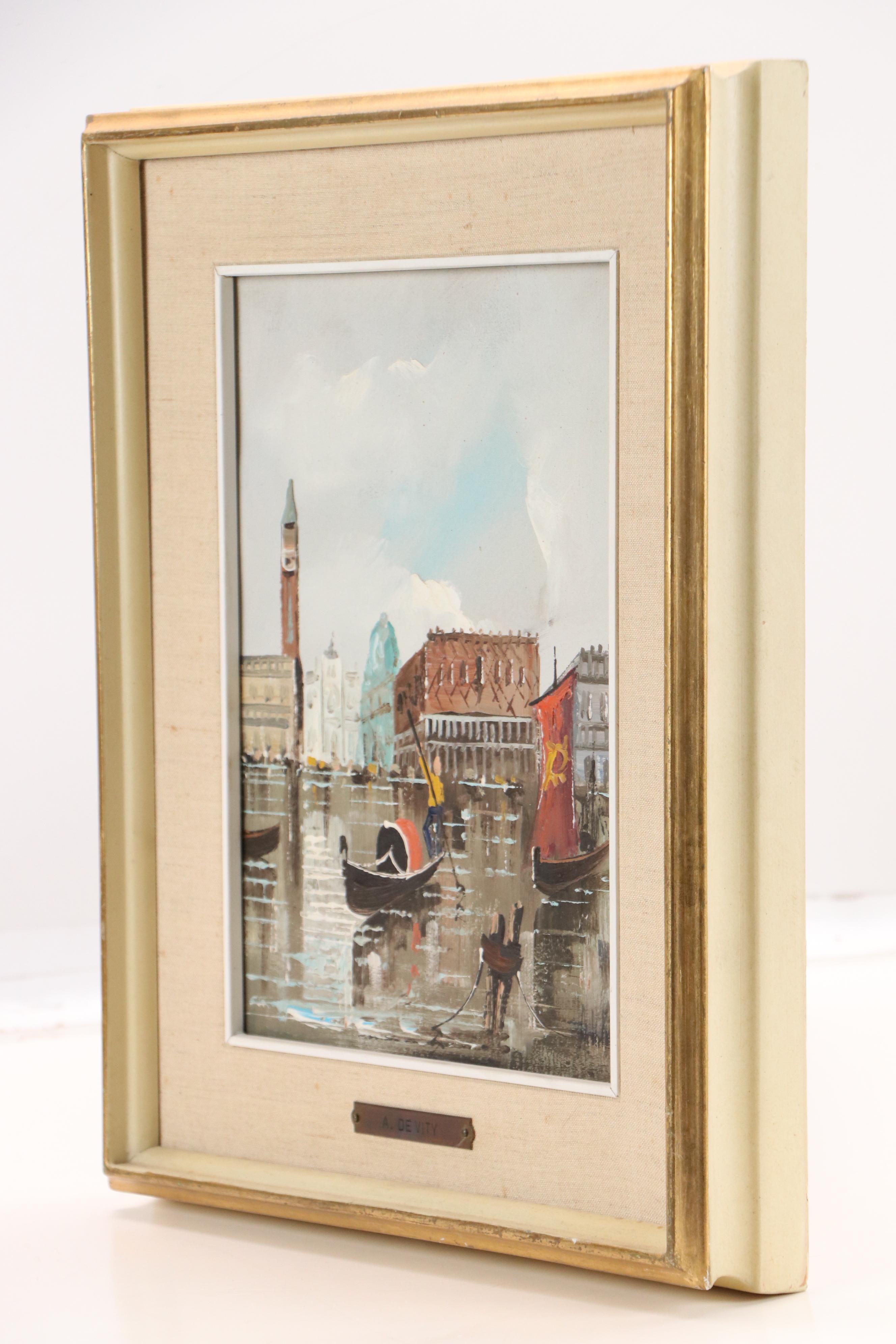 Antonio De Vity Venetian Canal Scene, Circa 1960