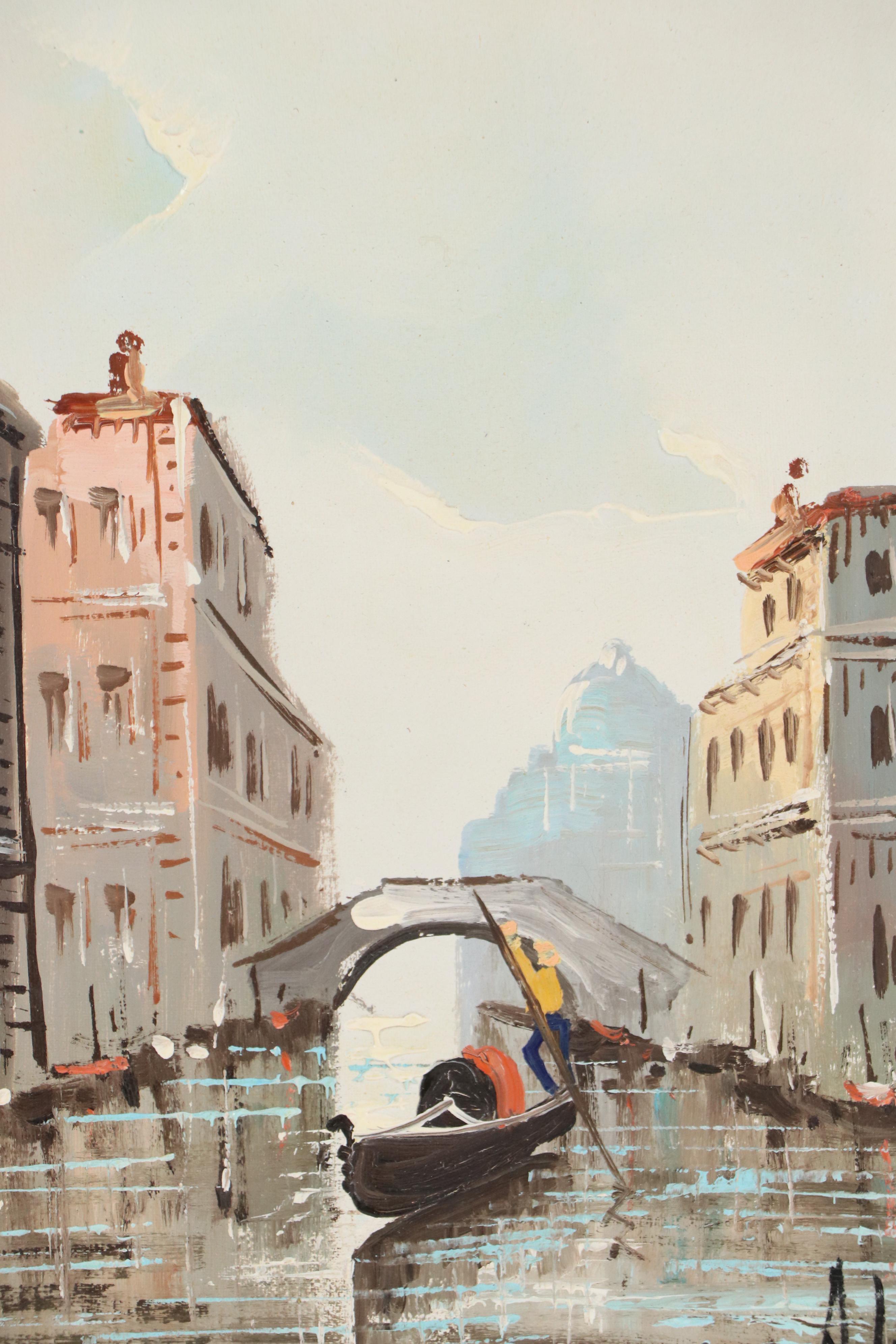 Antonio De Vity Venetian Canal Scene, Circa 1960