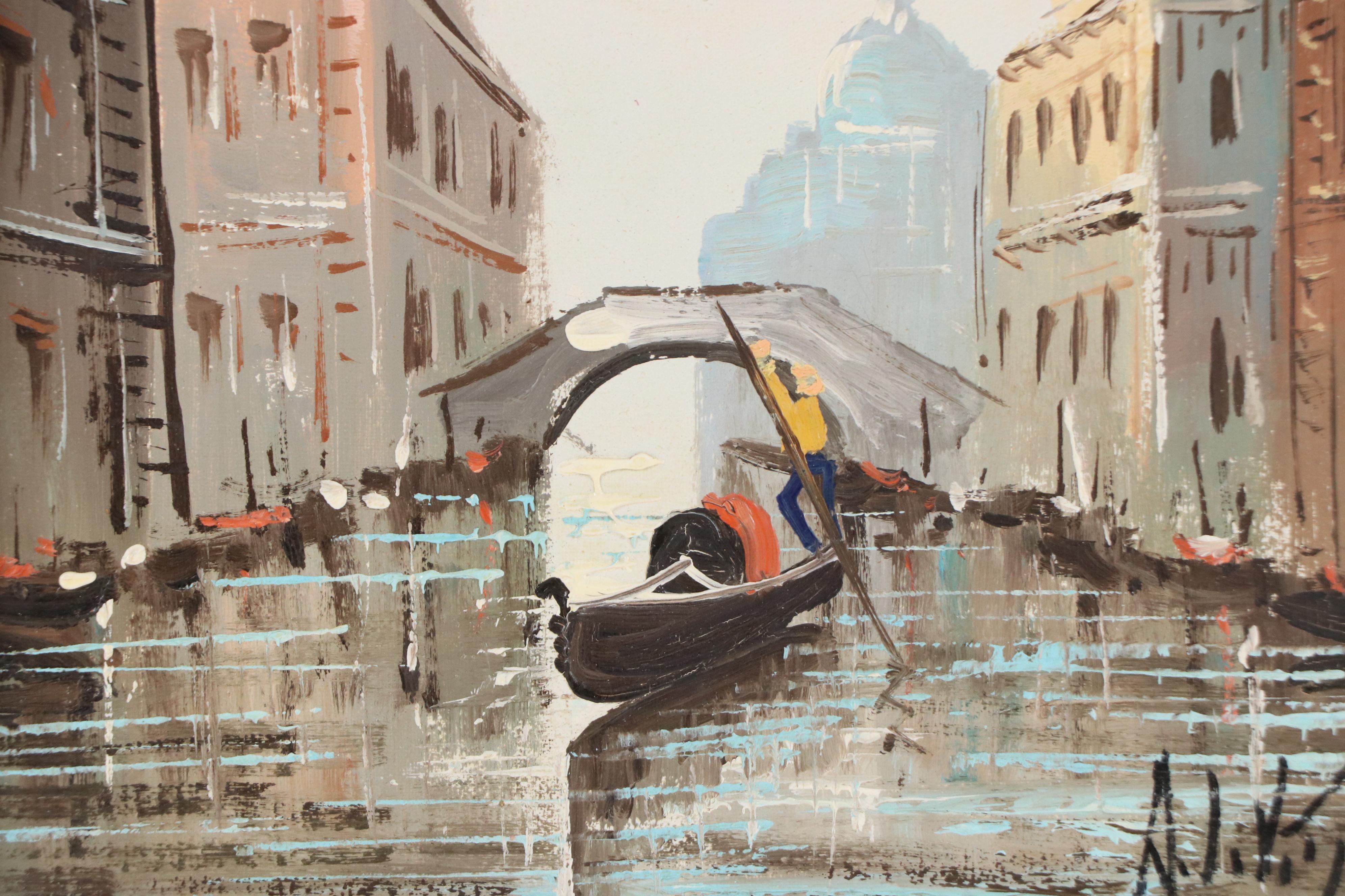 Antonio De Vity Venetian Canal Scene, Circa 1960