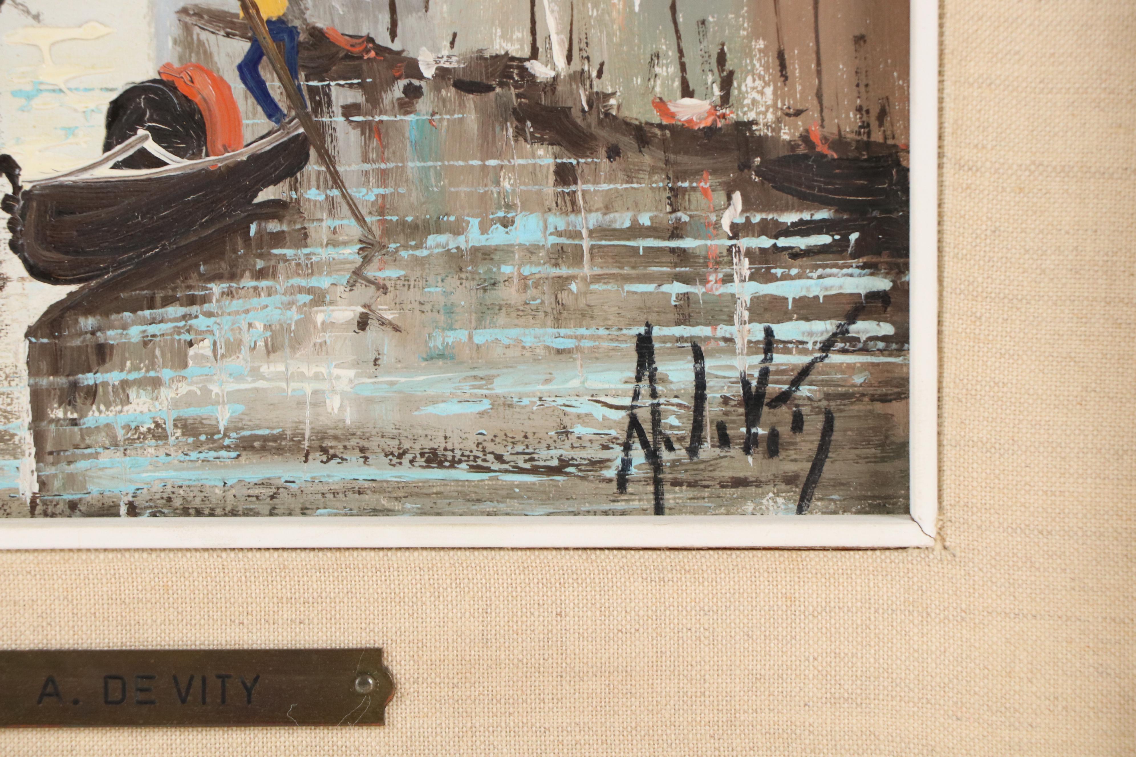 Antonio De Vity Venetian Canal Scene, Circa 1960