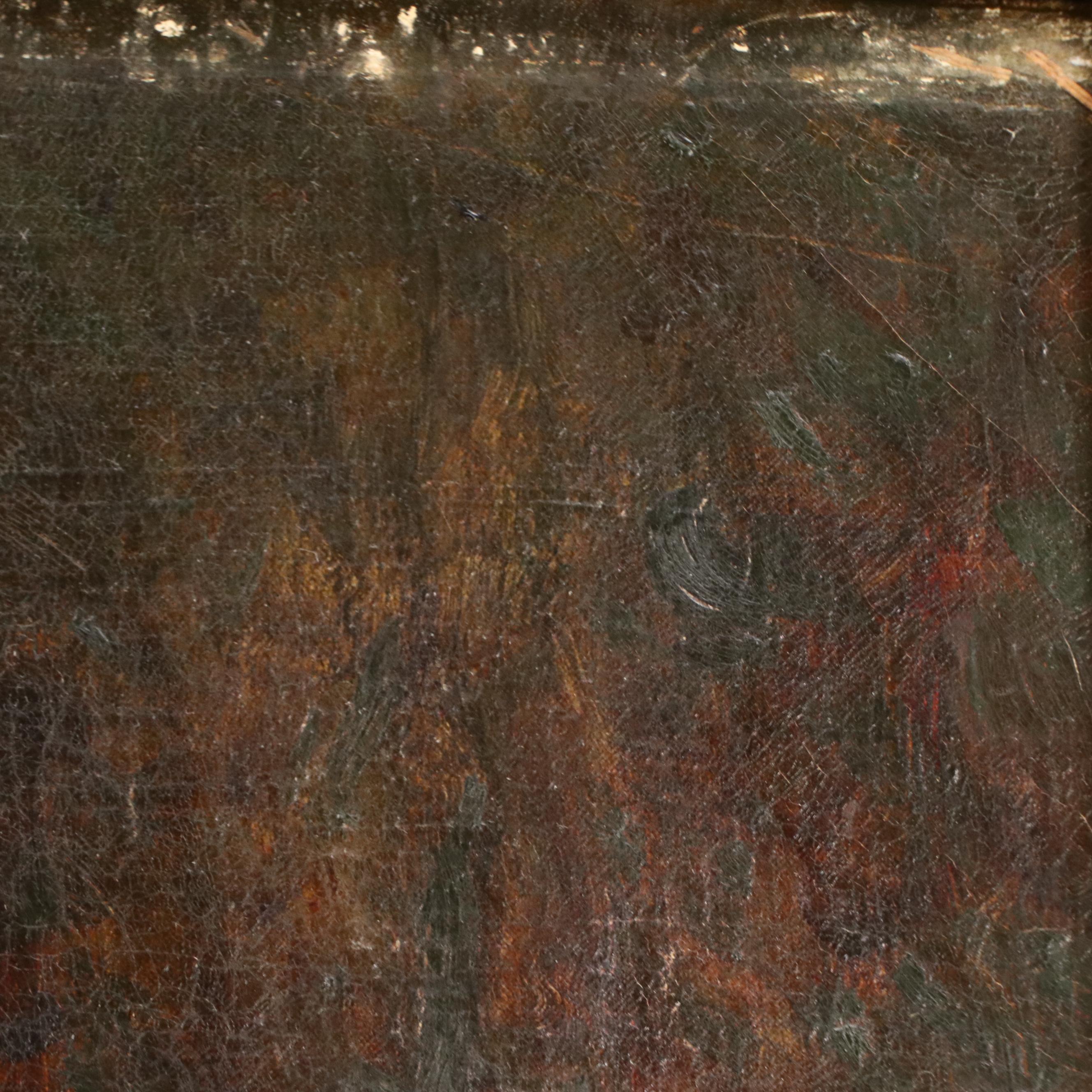 Eugène Claude Oil Painting of Still Life with Wine, Peaches, and Grapes, c. 1900