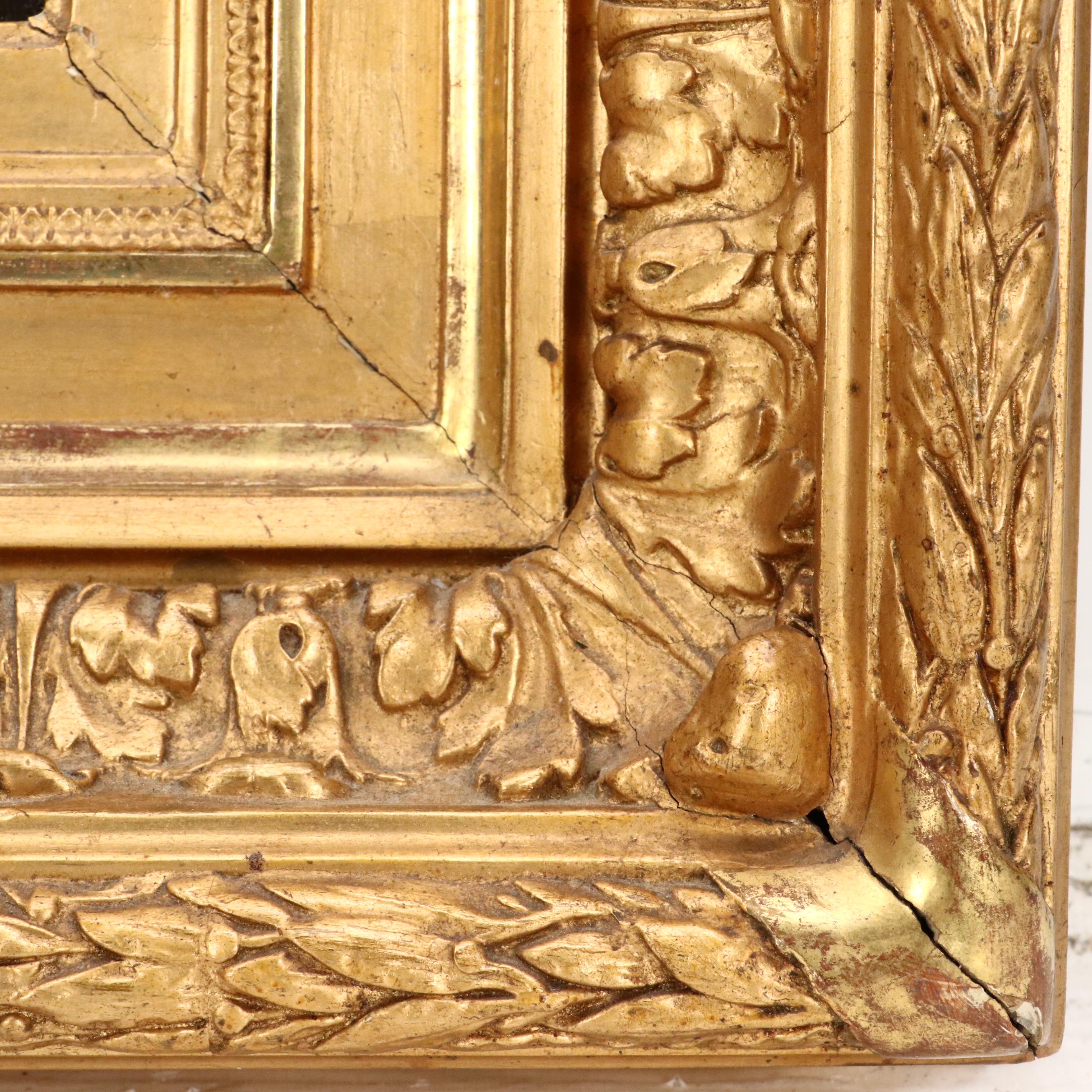 Eugène Claude Oil Painting of Still Life with Wine, Peaches, and Grapes, c. 1900