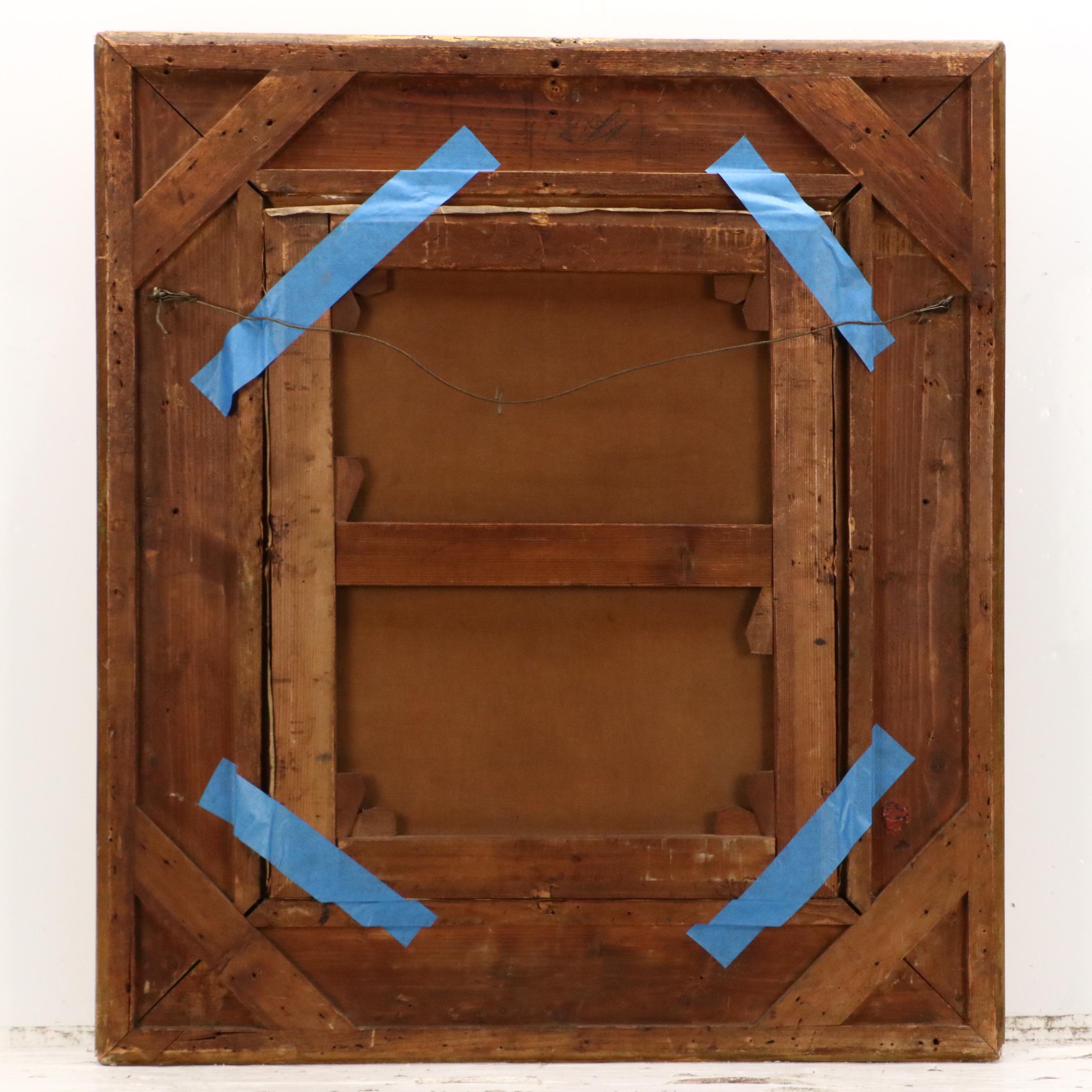 Eugène Claude Oil Painting of Still Life with Wine, Peaches, and Grapes, c. 1900