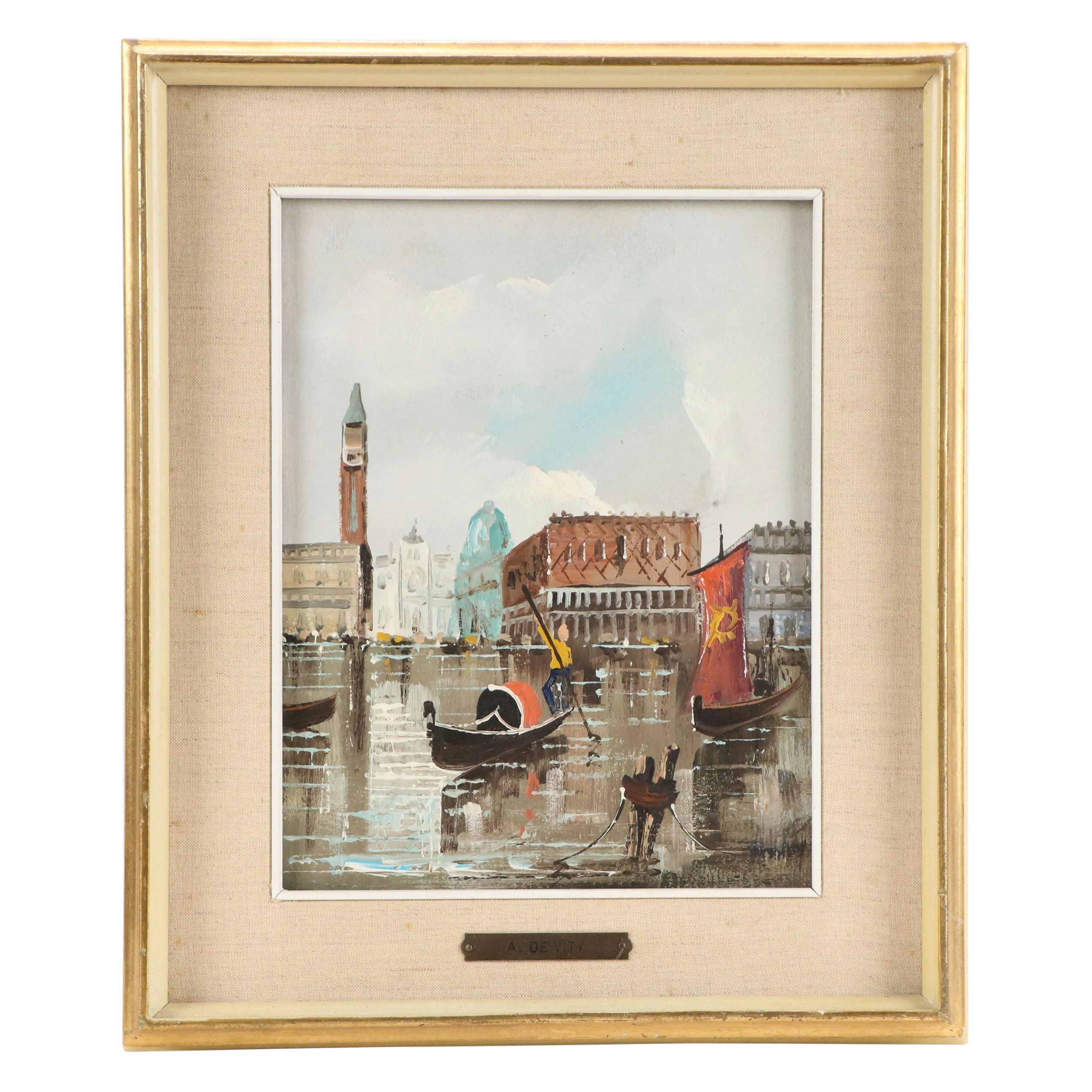 Antonio De Vity Venetian Canal Scene, Circa 1960