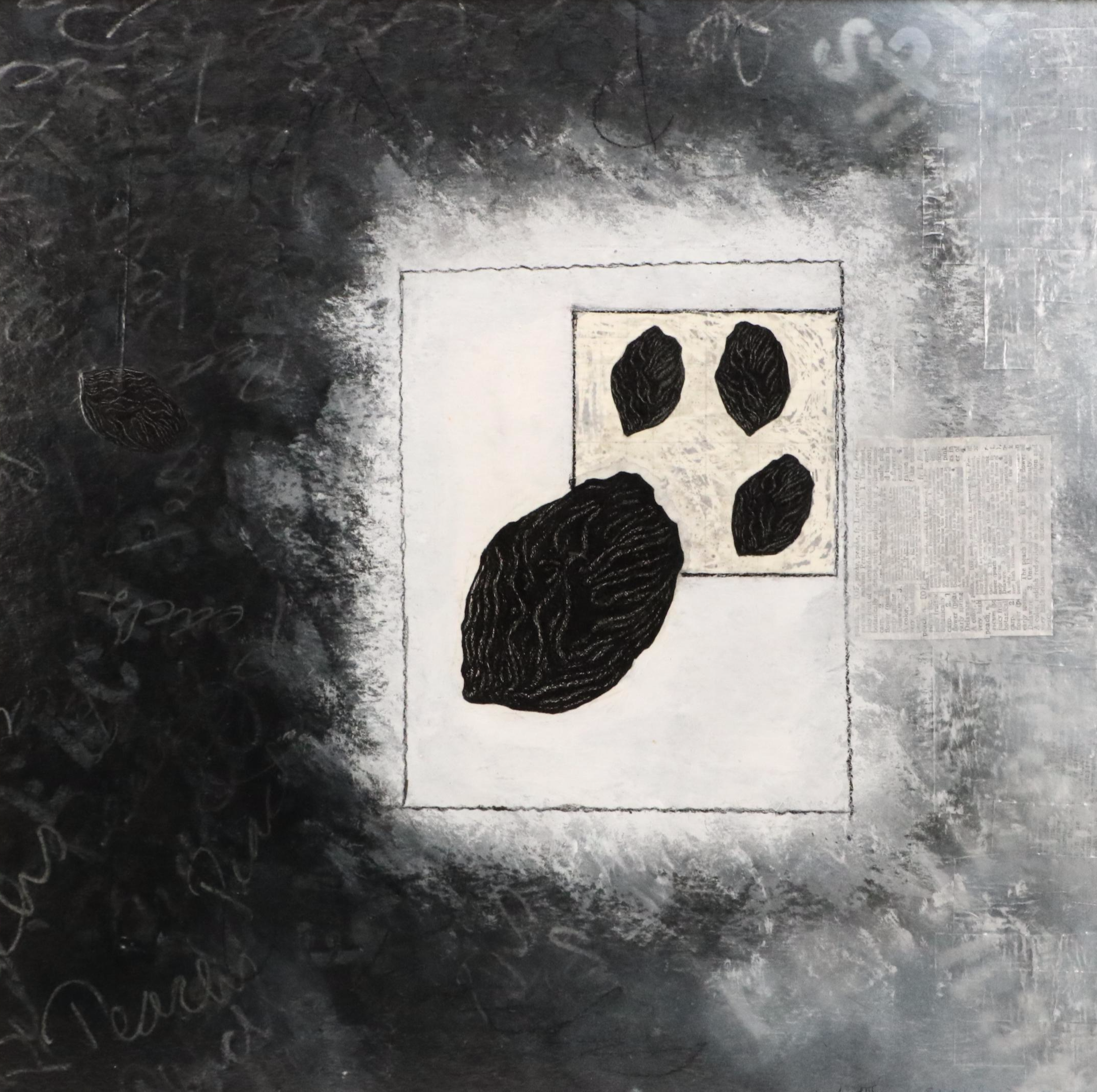 Salvator Ingrassia Collage Drawing "Stone Fruit III," Late 20th Century