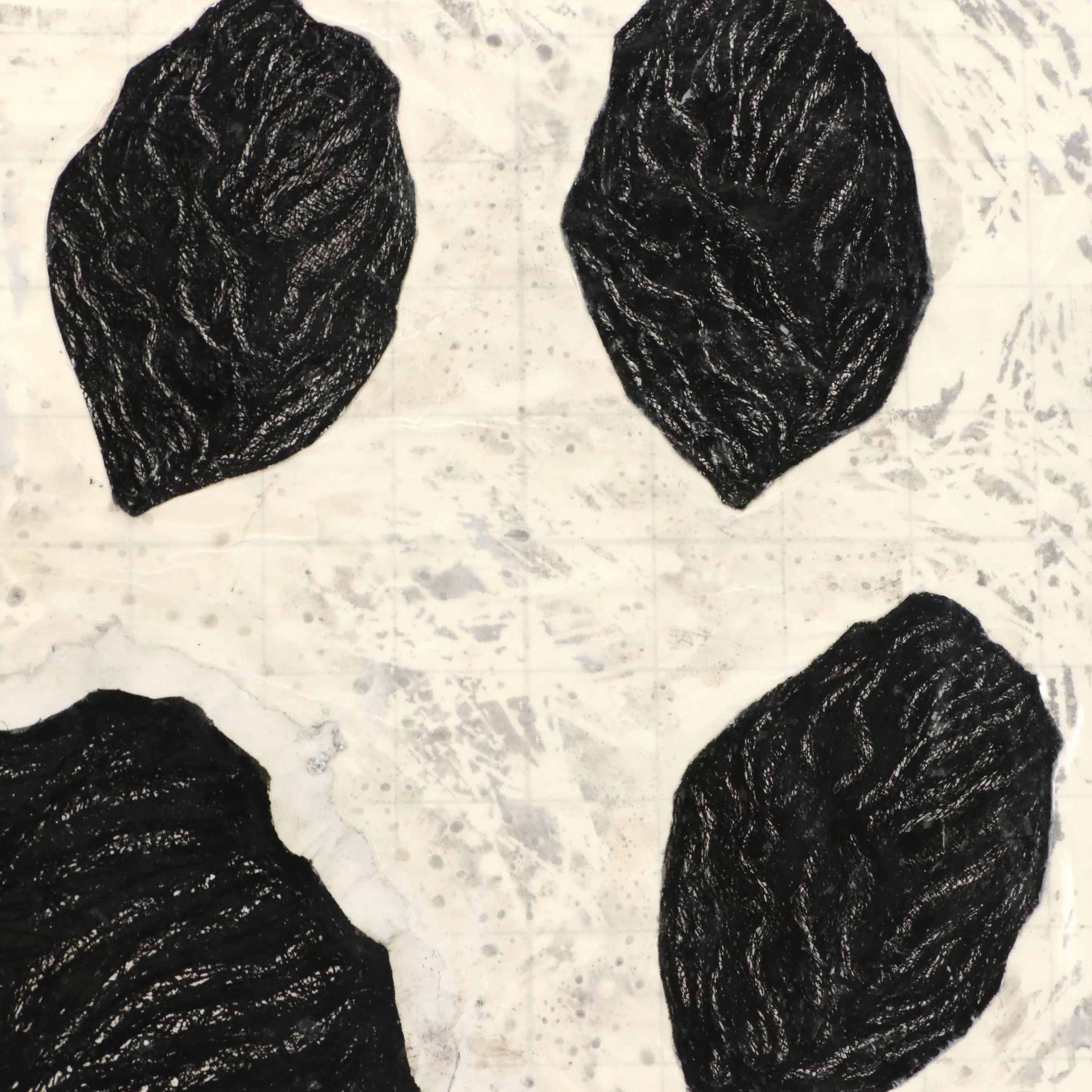 Salvator Ingrassia Collage Drawing "Stone Fruit III," Late 20th Century