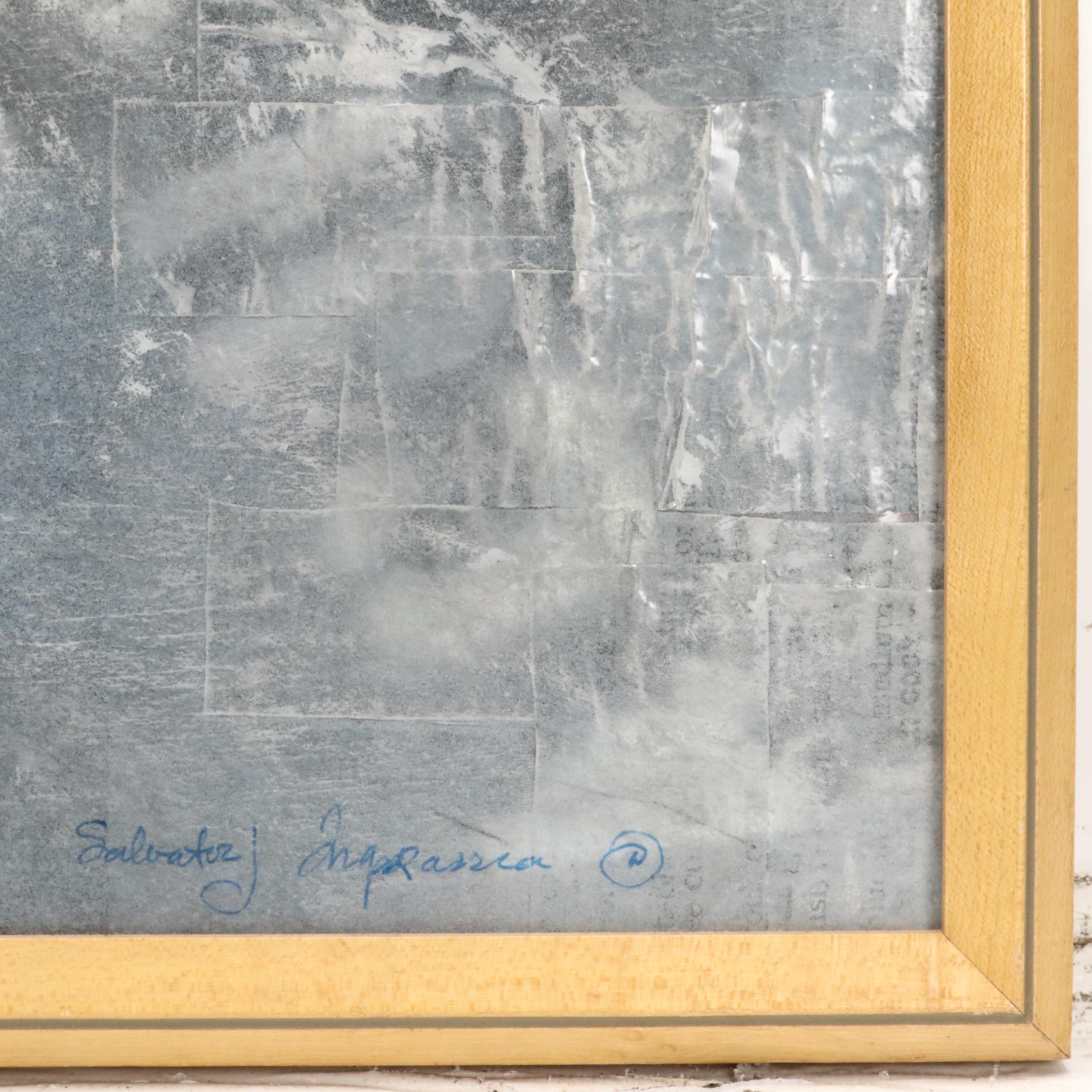 Salvator Ingrassia Collage Drawing "Stone Fruit III," Late 20th Century