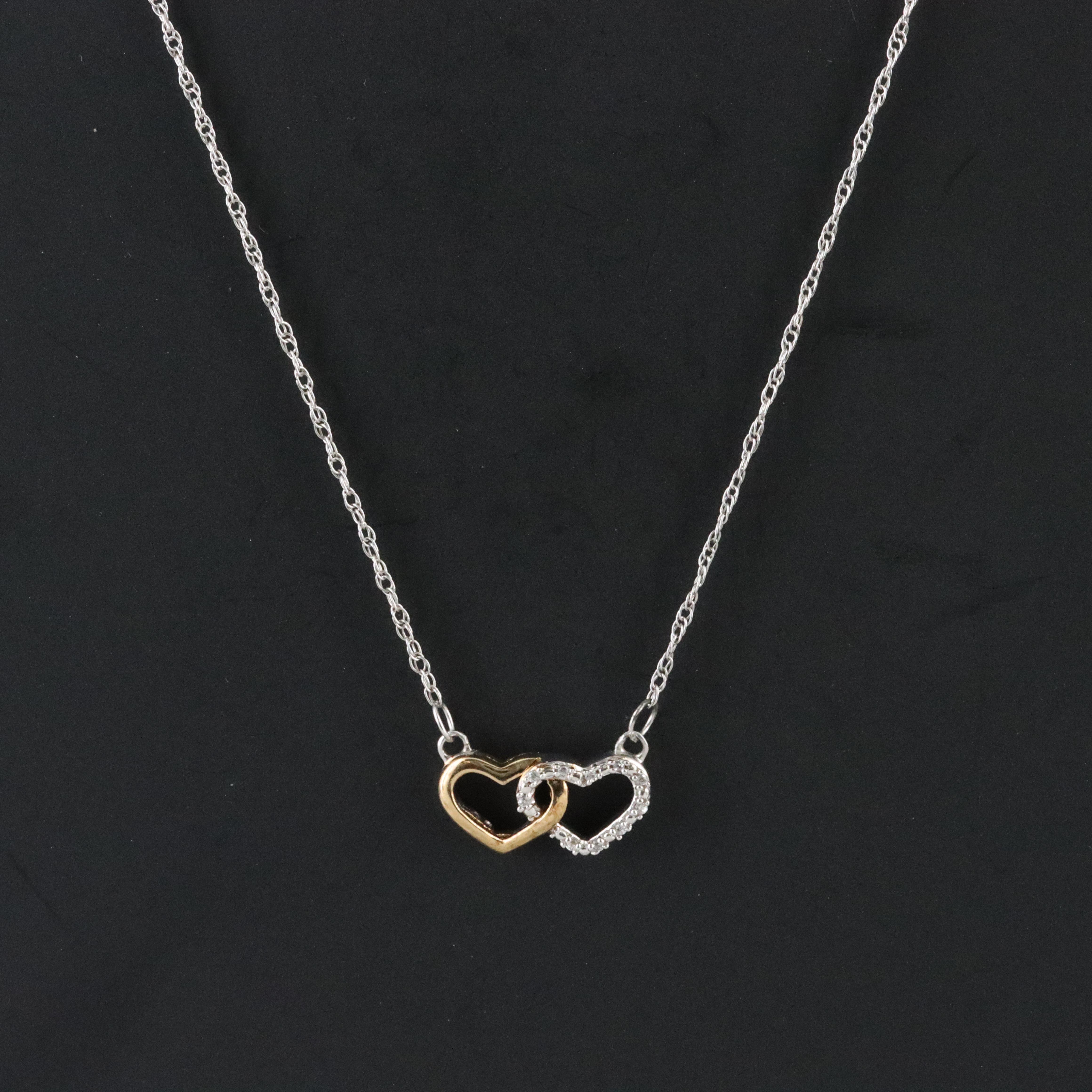 Sterling CZ Double Heart Necklace