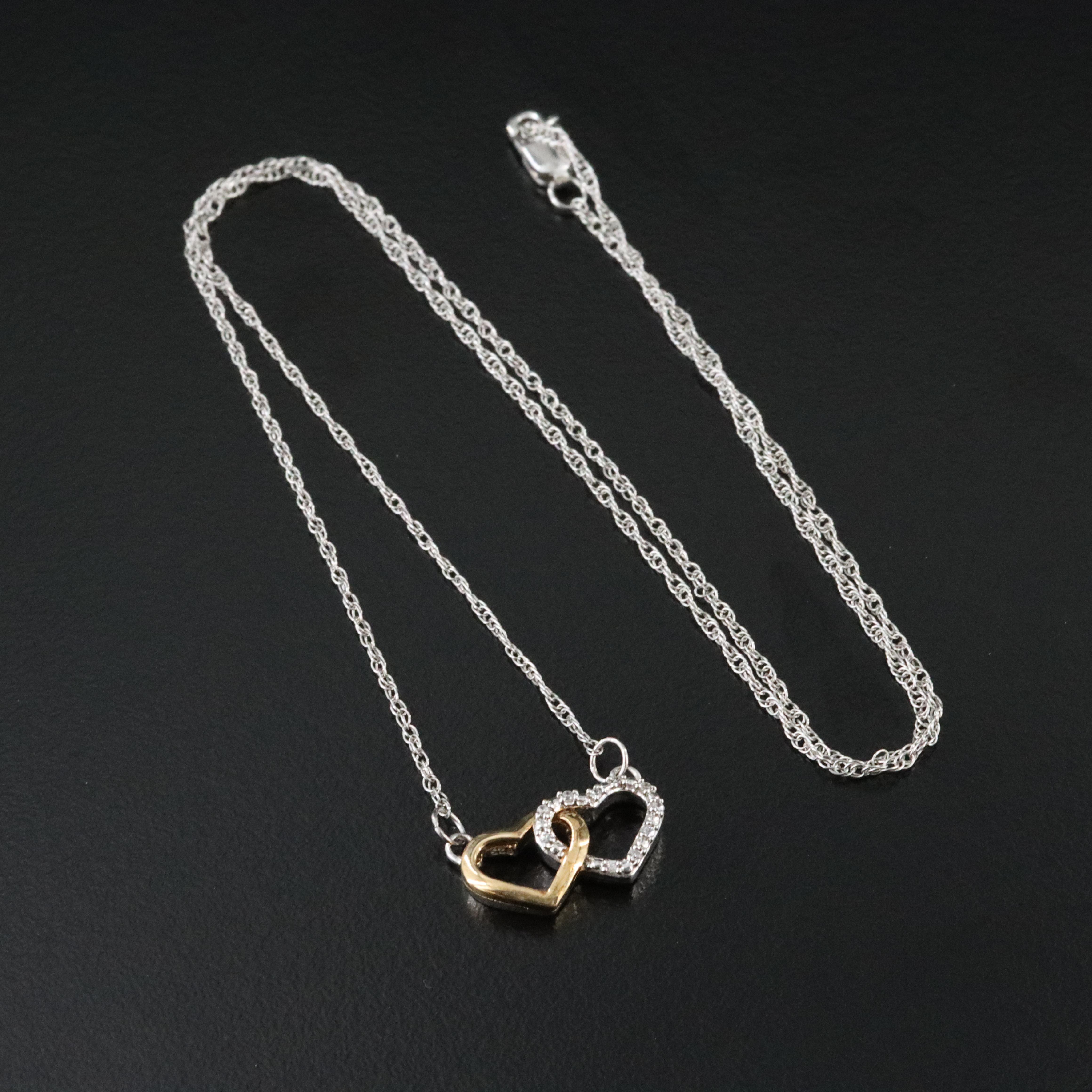 Sterling CZ Double Heart Necklace