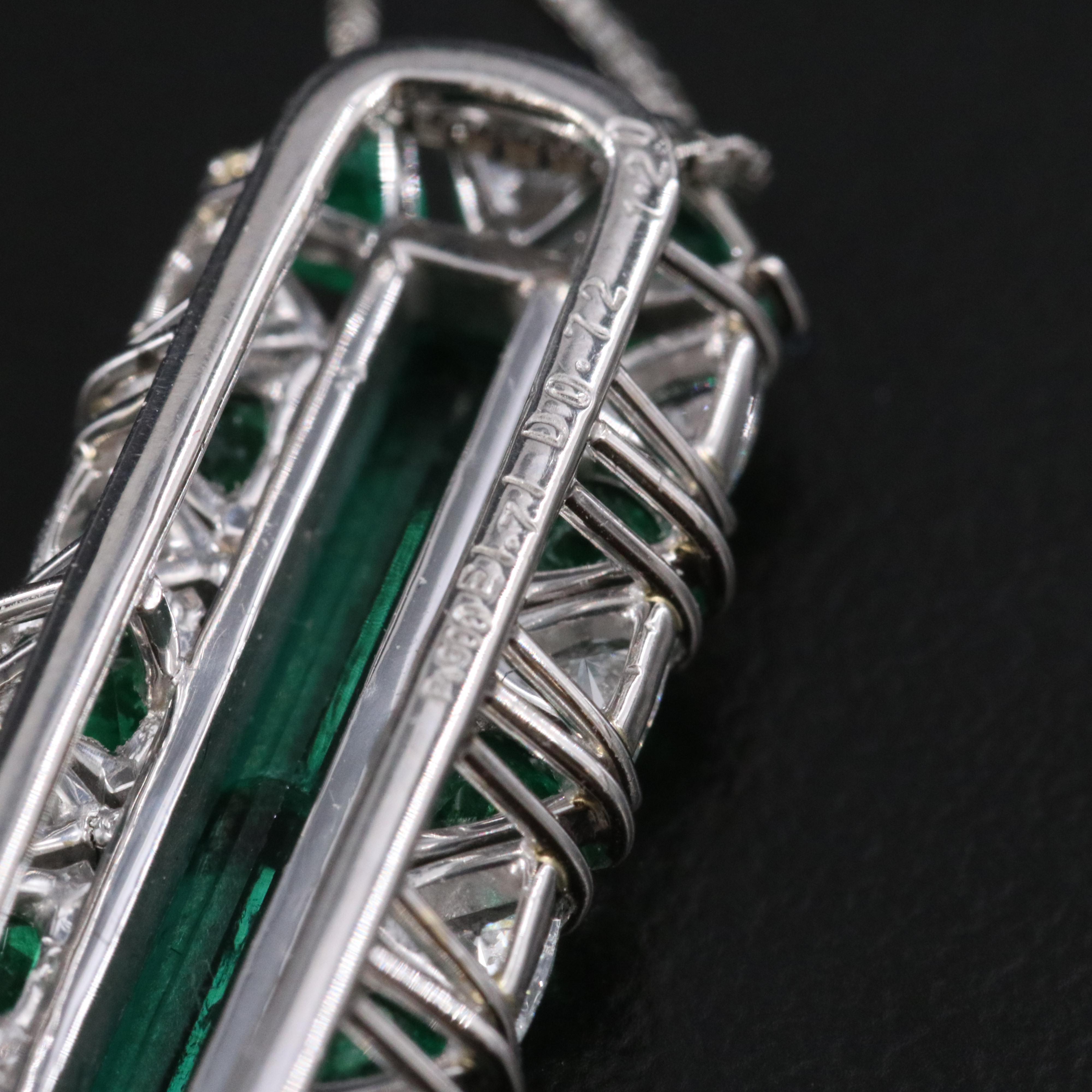 Platinum Tourmaline, Emerald and Diamond Pendant Necklace