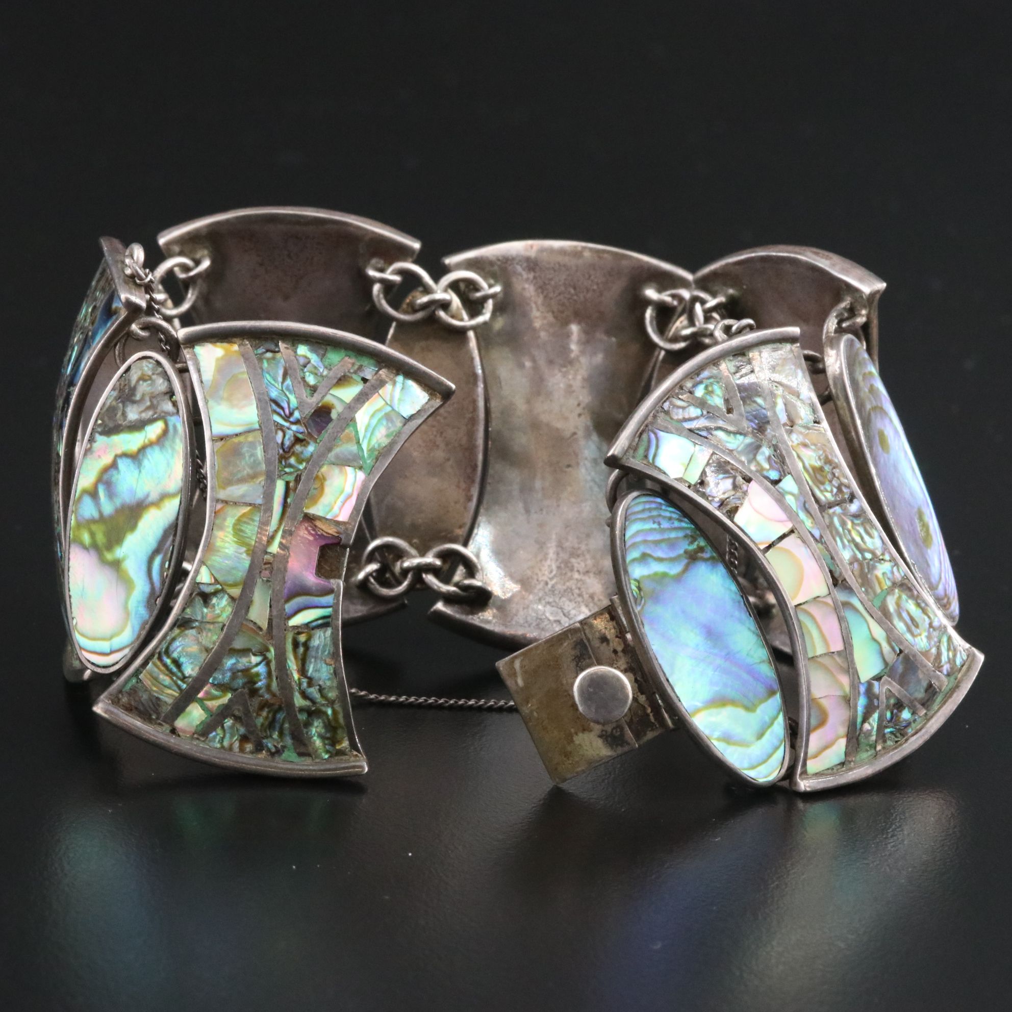 Vintage Taxco Mexican Sterling Abalone Bracelet
