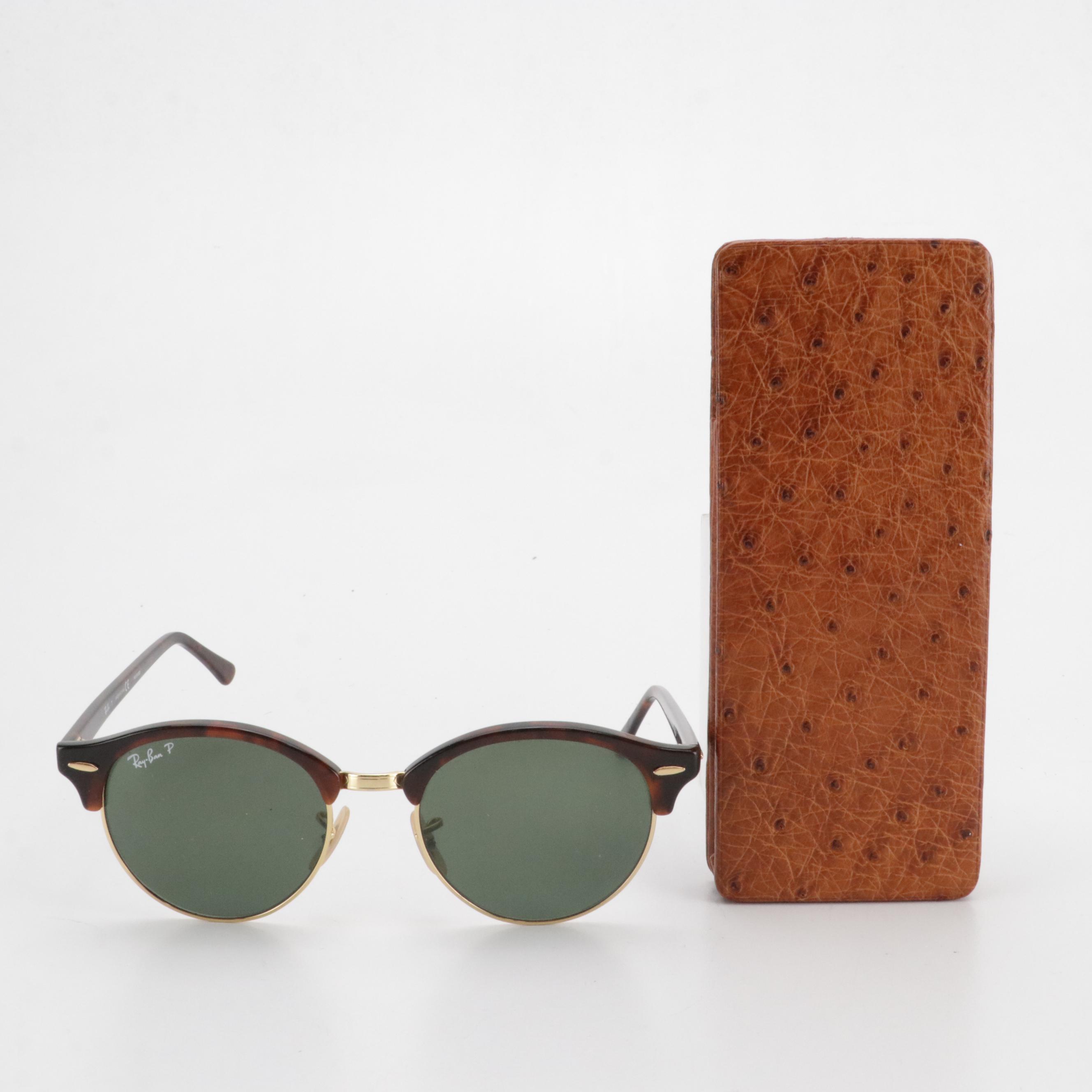 Ray-Ban RB 4246 990/58 Unisex Polarized Clubround Classic Havana Sunglasses