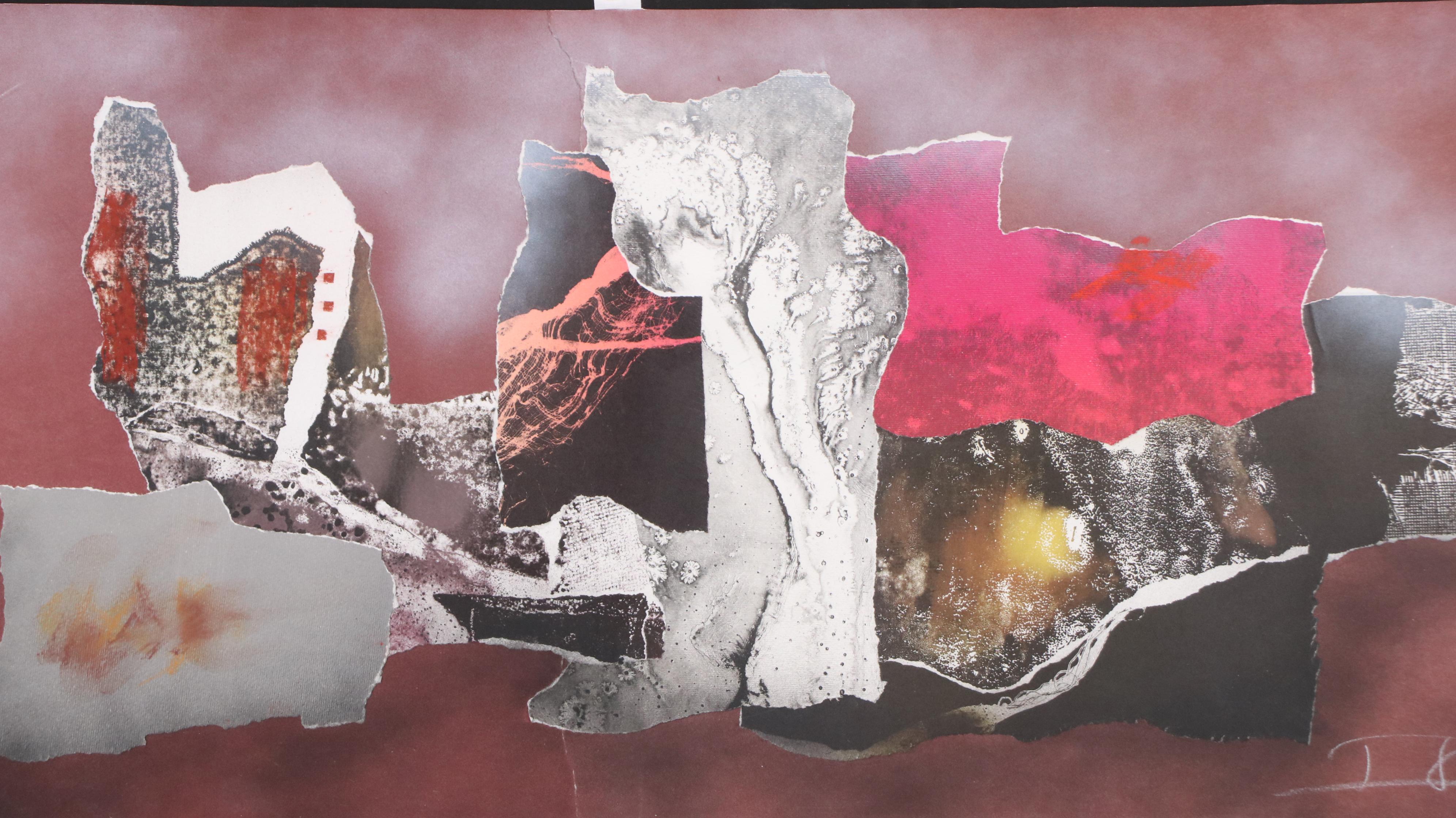 László Dús Abstract Mixed Media Monotype "Este," 1987