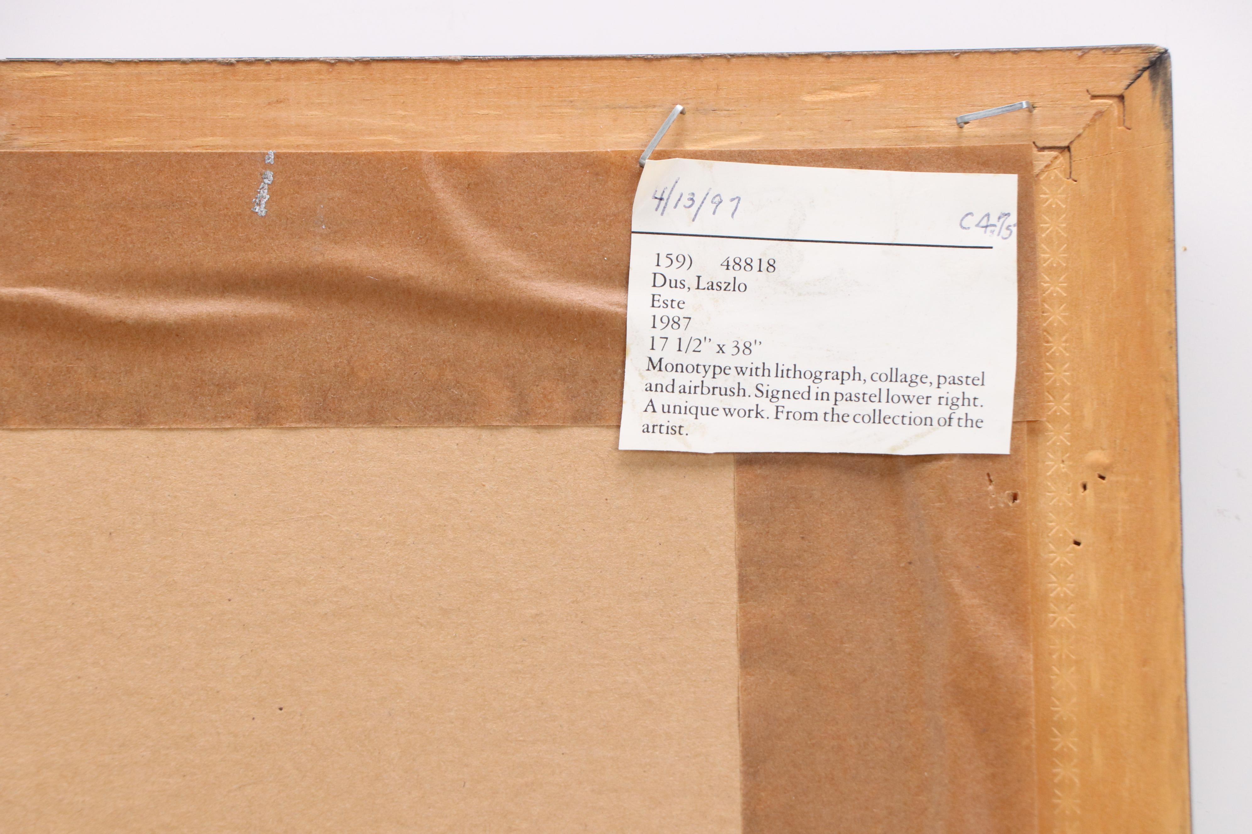 László Dús Abstract Mixed Media Monotype "Este," 1987