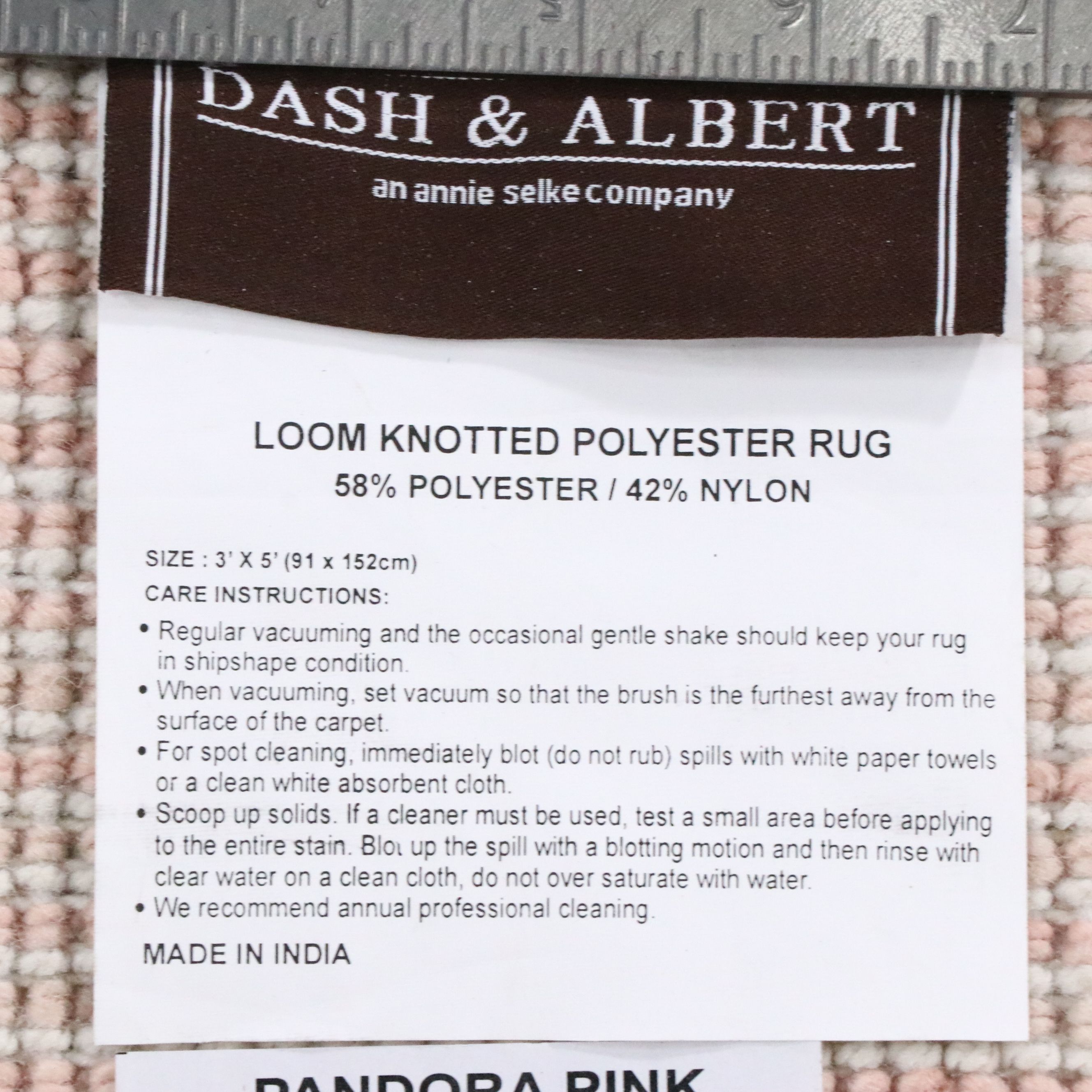 3'1 x 5'1 Machine Made Contemporary Dash & Albert "Pandora Pink" Area Rug