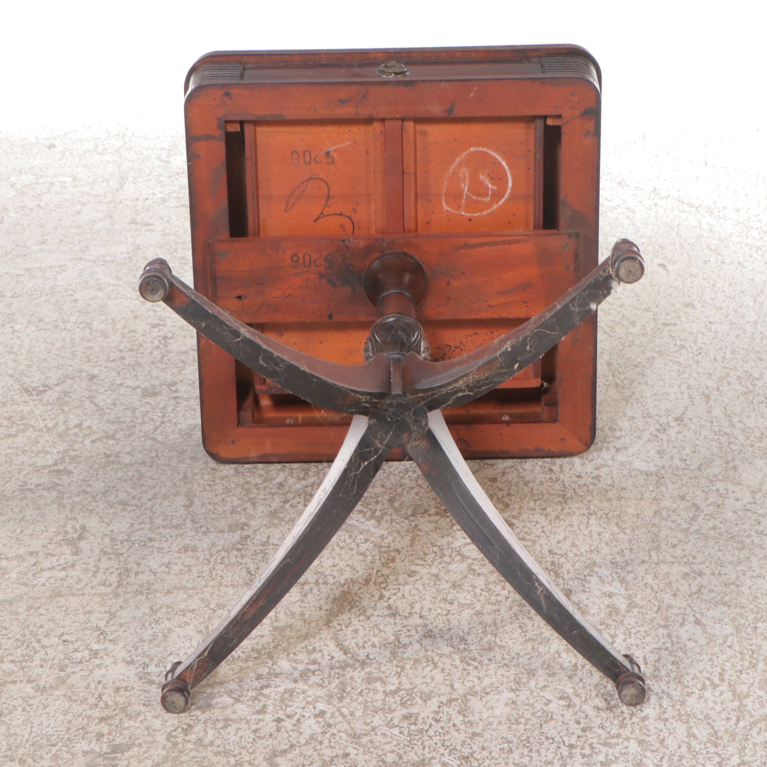 Pair of Regency Style Inset Leather Top Mahogany End Tables, 1950s