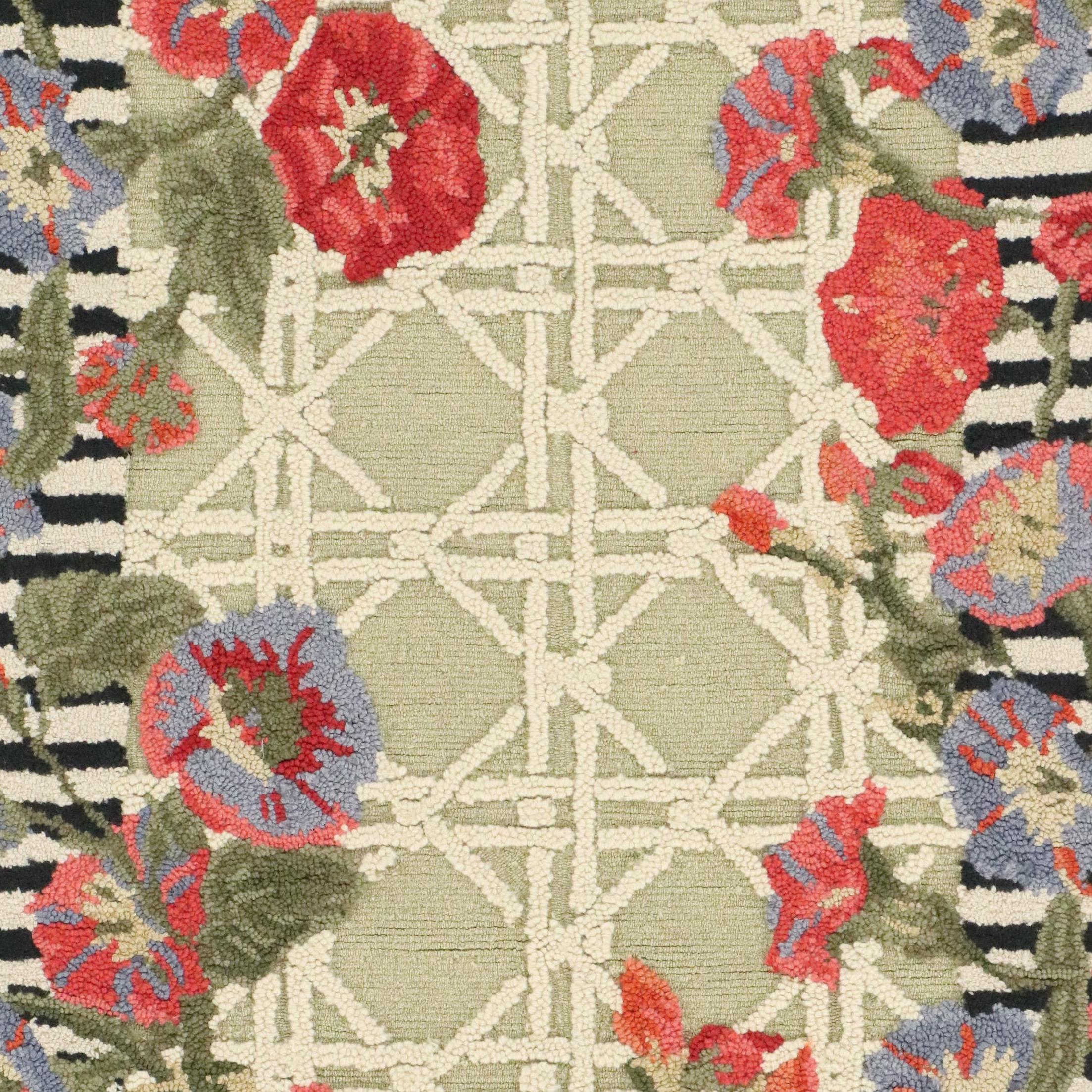 3'1 x 4'11 Hand-Tufted MacKenzie-Childs "Green Morning Glory" Accent Rug