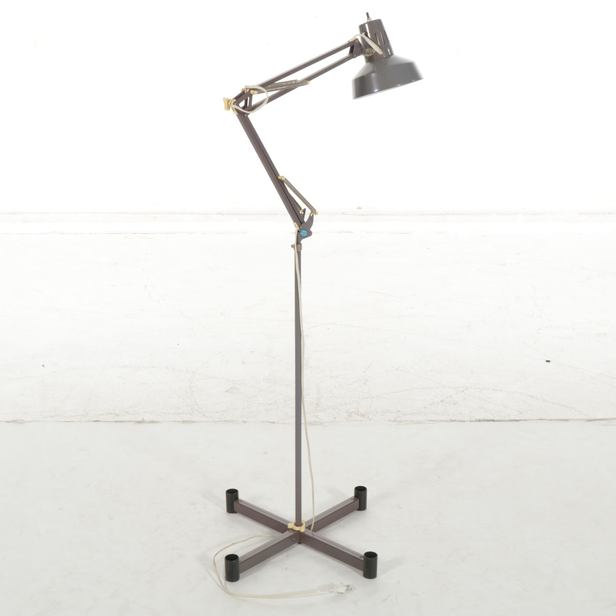 Grey Enameled Adjustable Floor Standing Task Light, Late 20th Century
