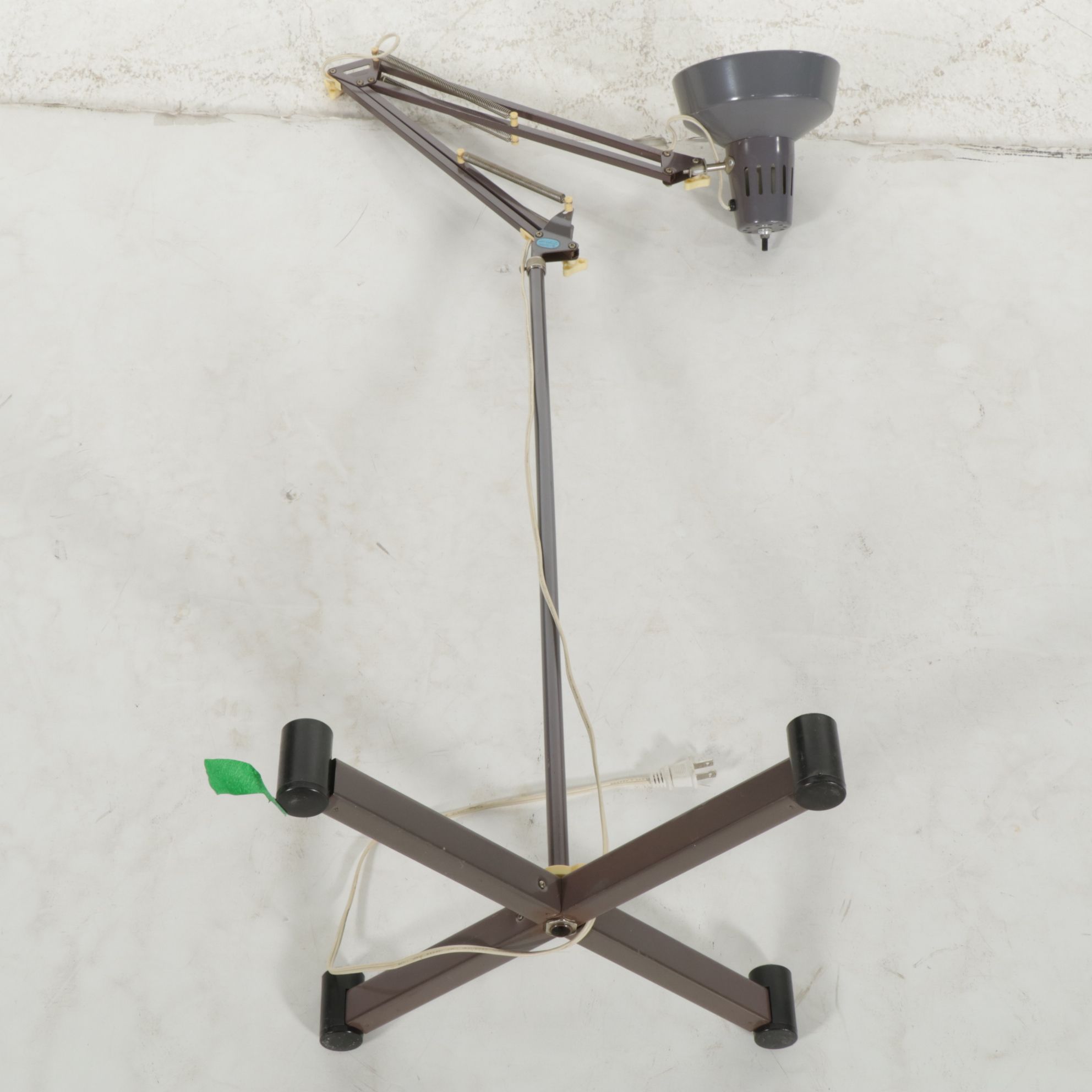 Grey Enameled Adjustable Floor Standing Task Light, Late 20th Century