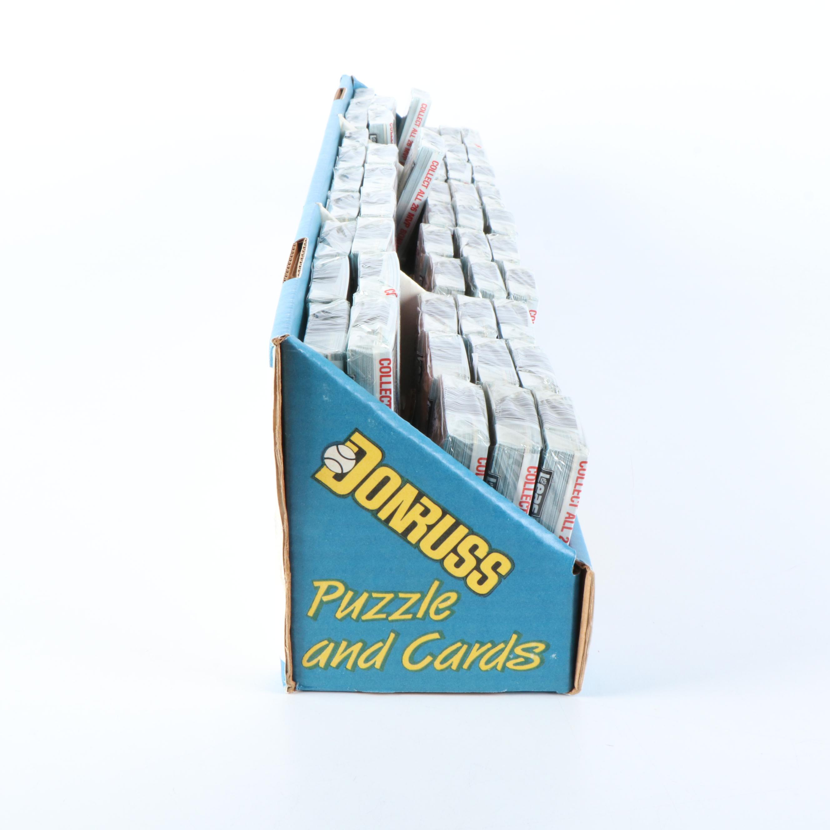 Sealed 1988 Donruss Cello Baseball Card Packs with Counter Display