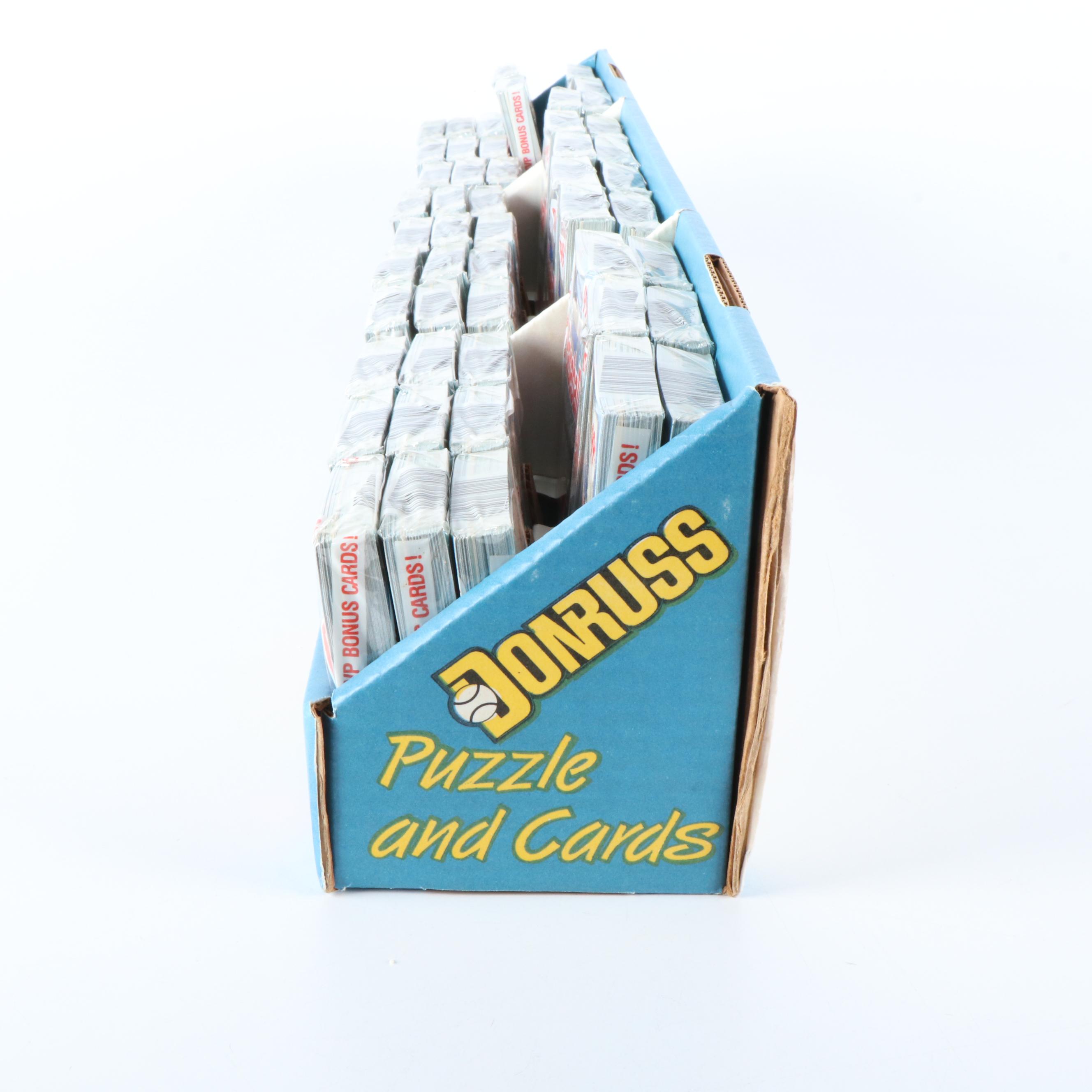 Sealed 1988 Donruss Cello Baseball Card Packs with Counter Display