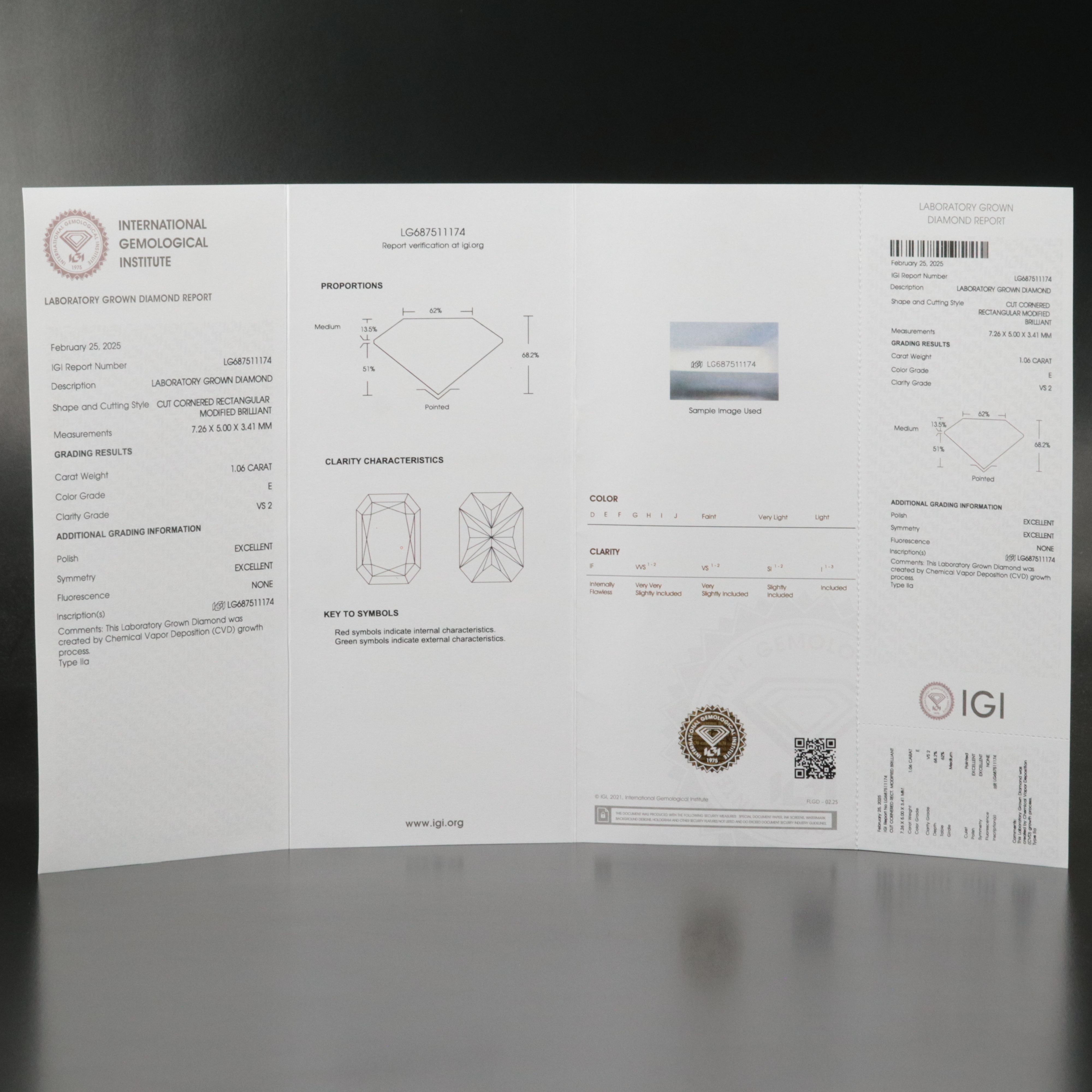 Loose 1.06 CT Lab Grown Diamond with IGI Report