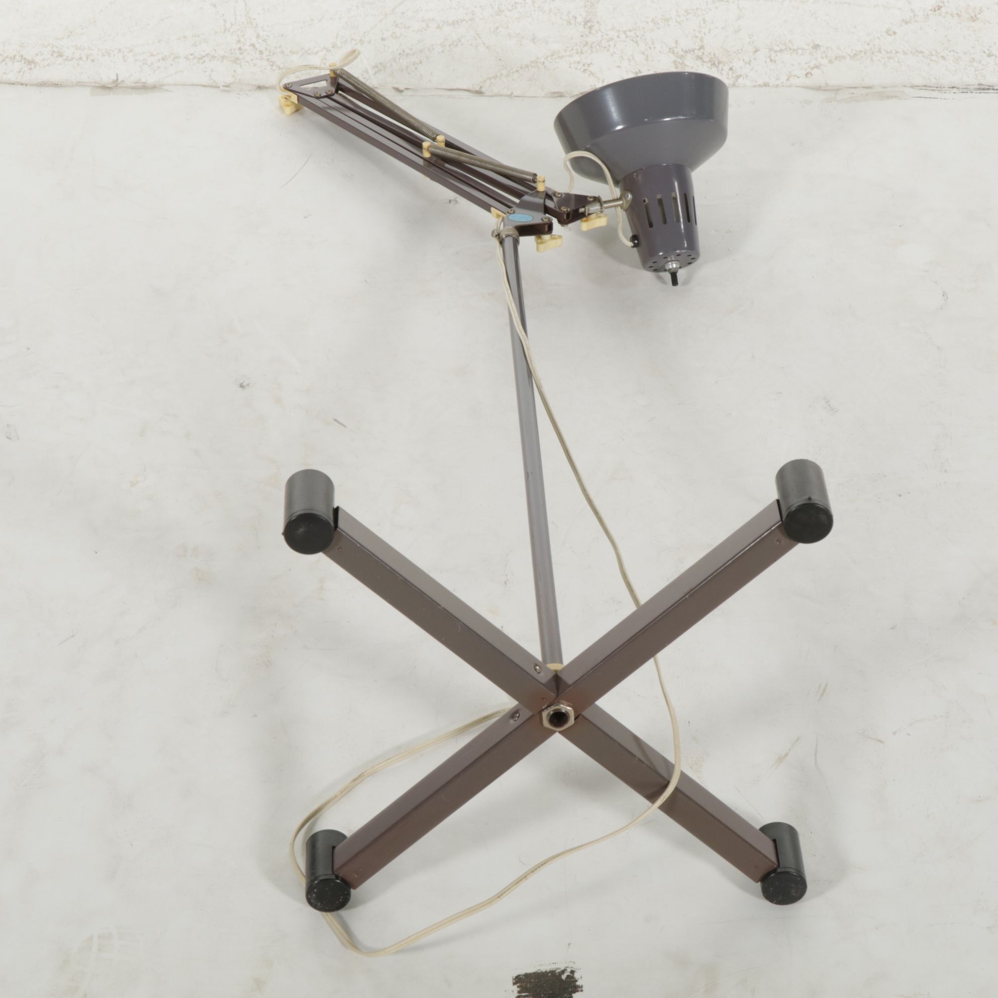 Grey Enameled Adjustable Floor Standing Task Light, Late 20th Century