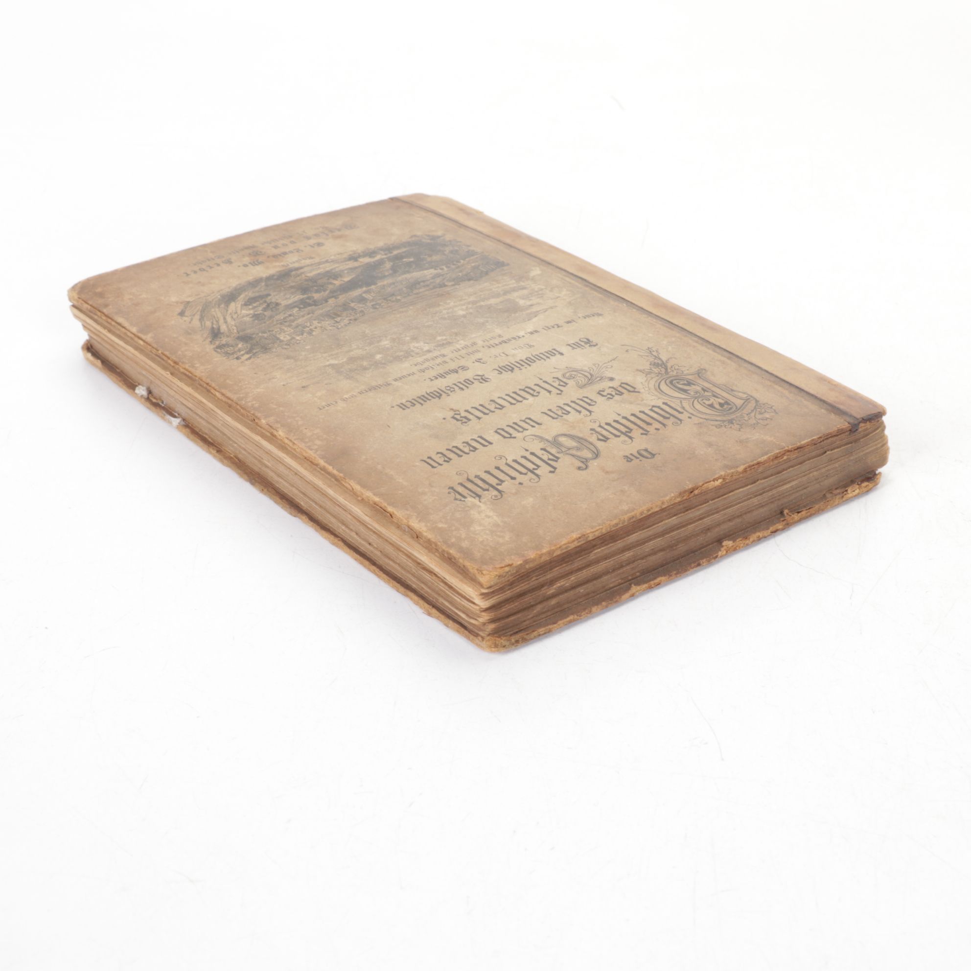 19th Century German Bible with Madonna & Other Christian Figurines