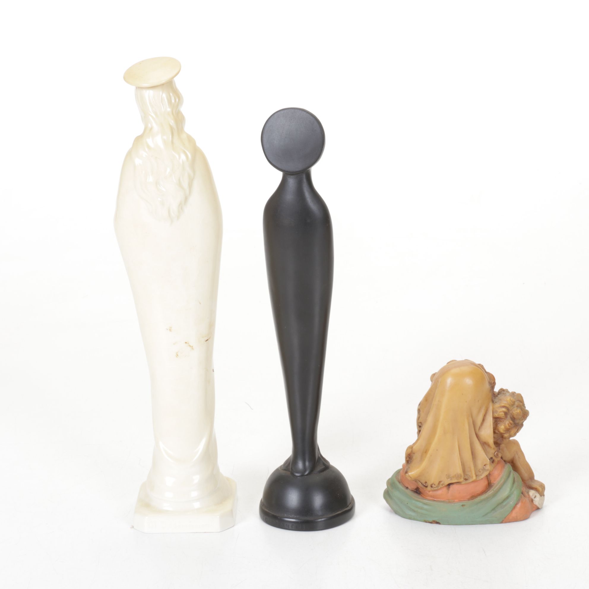 19th Century German Bible with Madonna & Other Christian Figurines