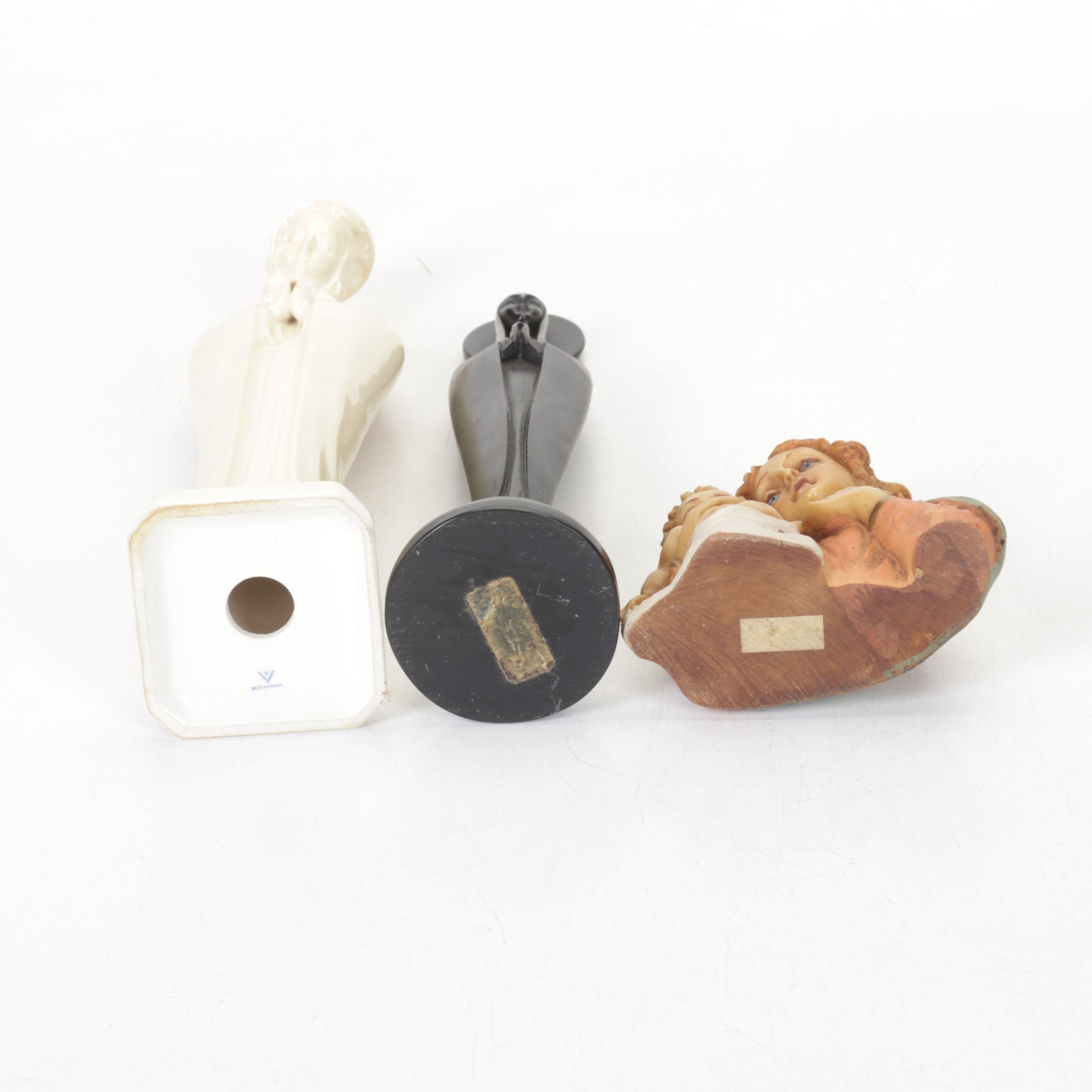 19th Century German Bible with Madonna & Other Christian Figurines